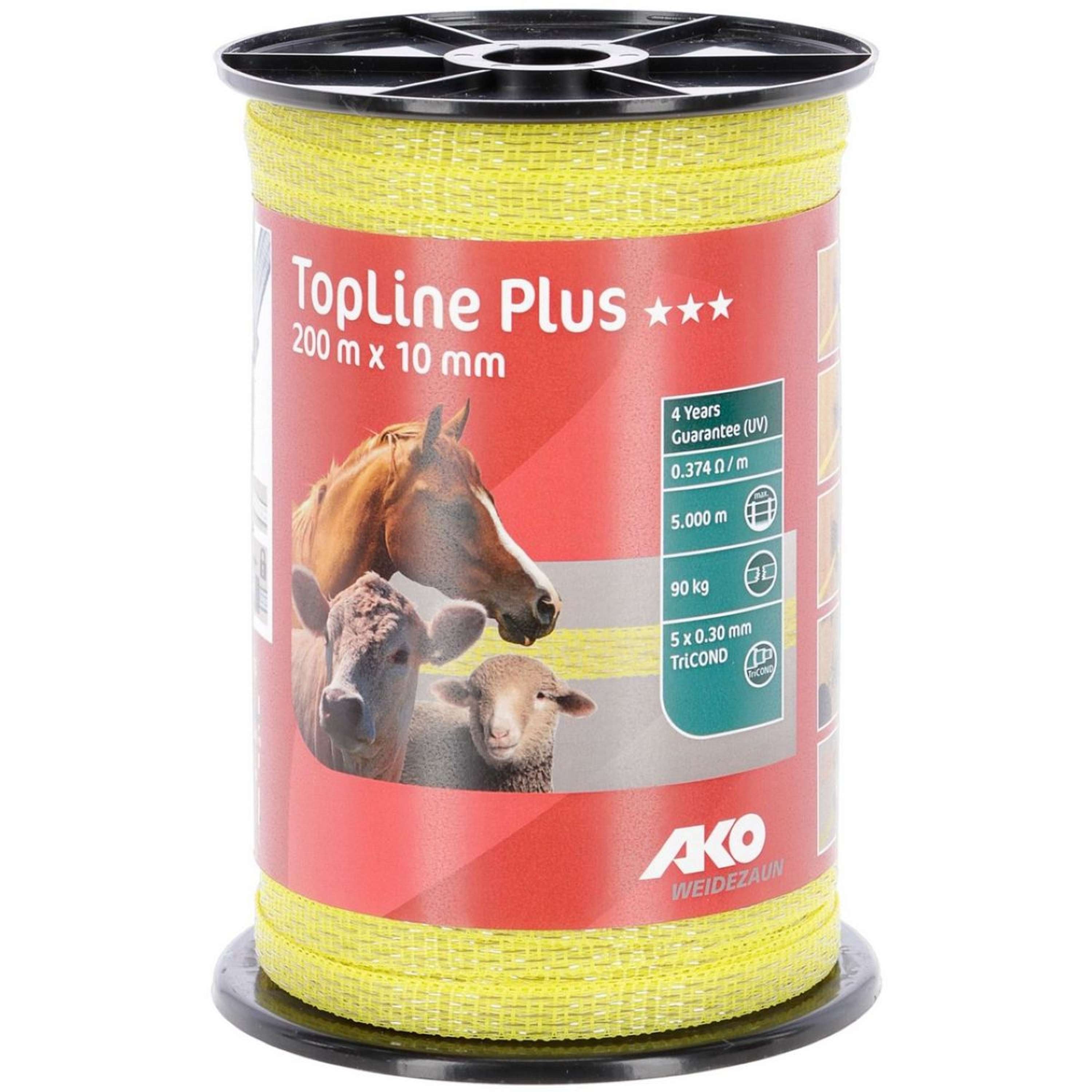 Ako Fencing Ribbon TopLine Plus 10mm x200m TriCond Yellow