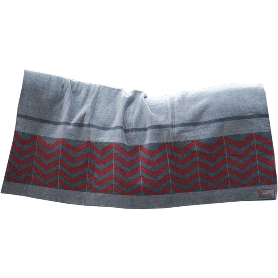 Kentucky Fleece Rug Heavy Square Fishbone Grey/Bordeaux