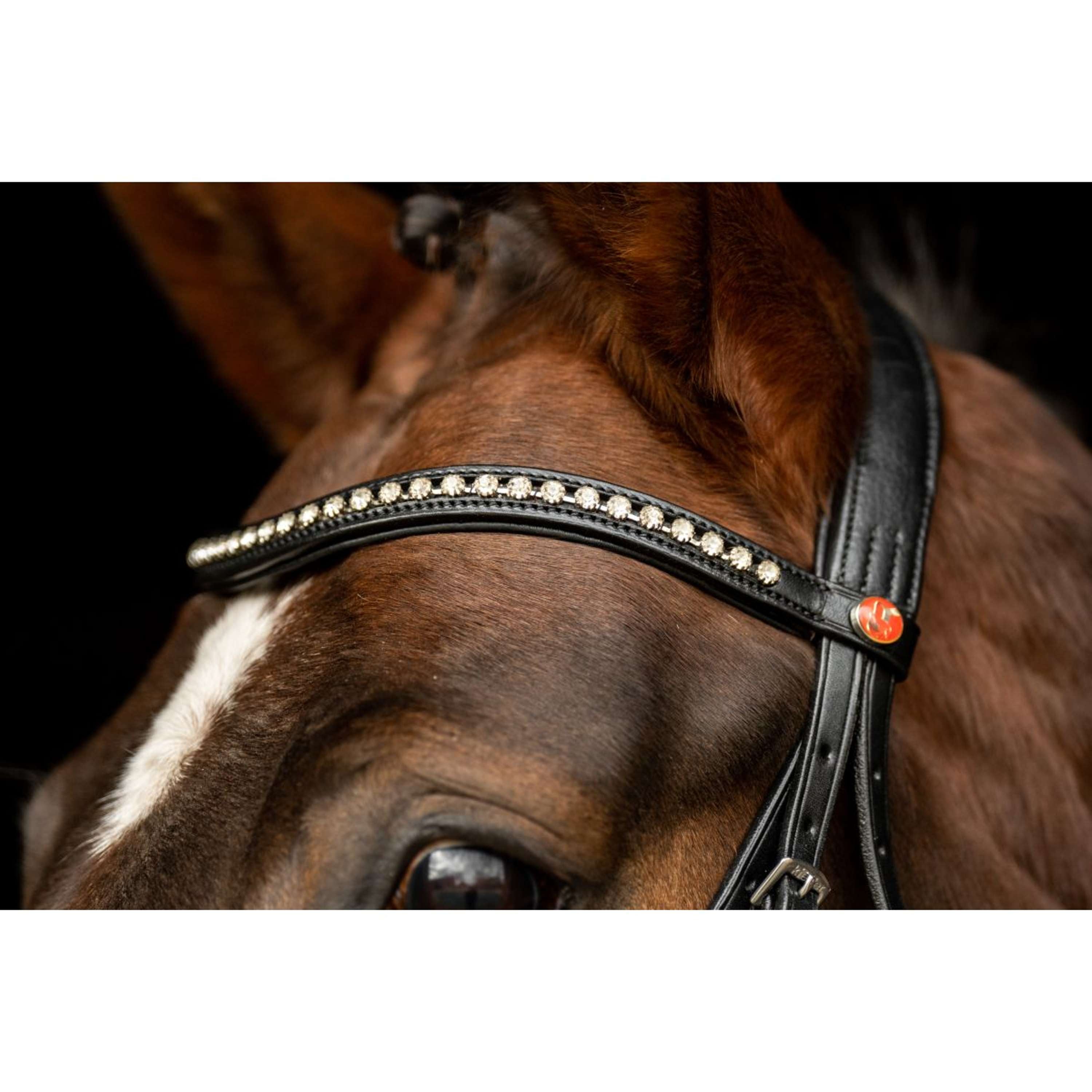 Kieffer Snaffle Bridle Ultrasoft Sue With Crystals Brown/Light Grey