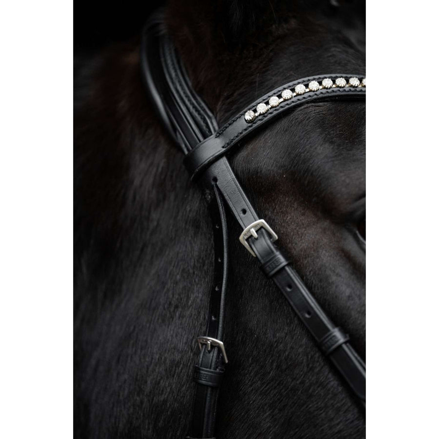Kieffer Snaffle Bridle Comfort Paris English Noseband with Flash strap, Black Lined, Lak, 35mm Black/White