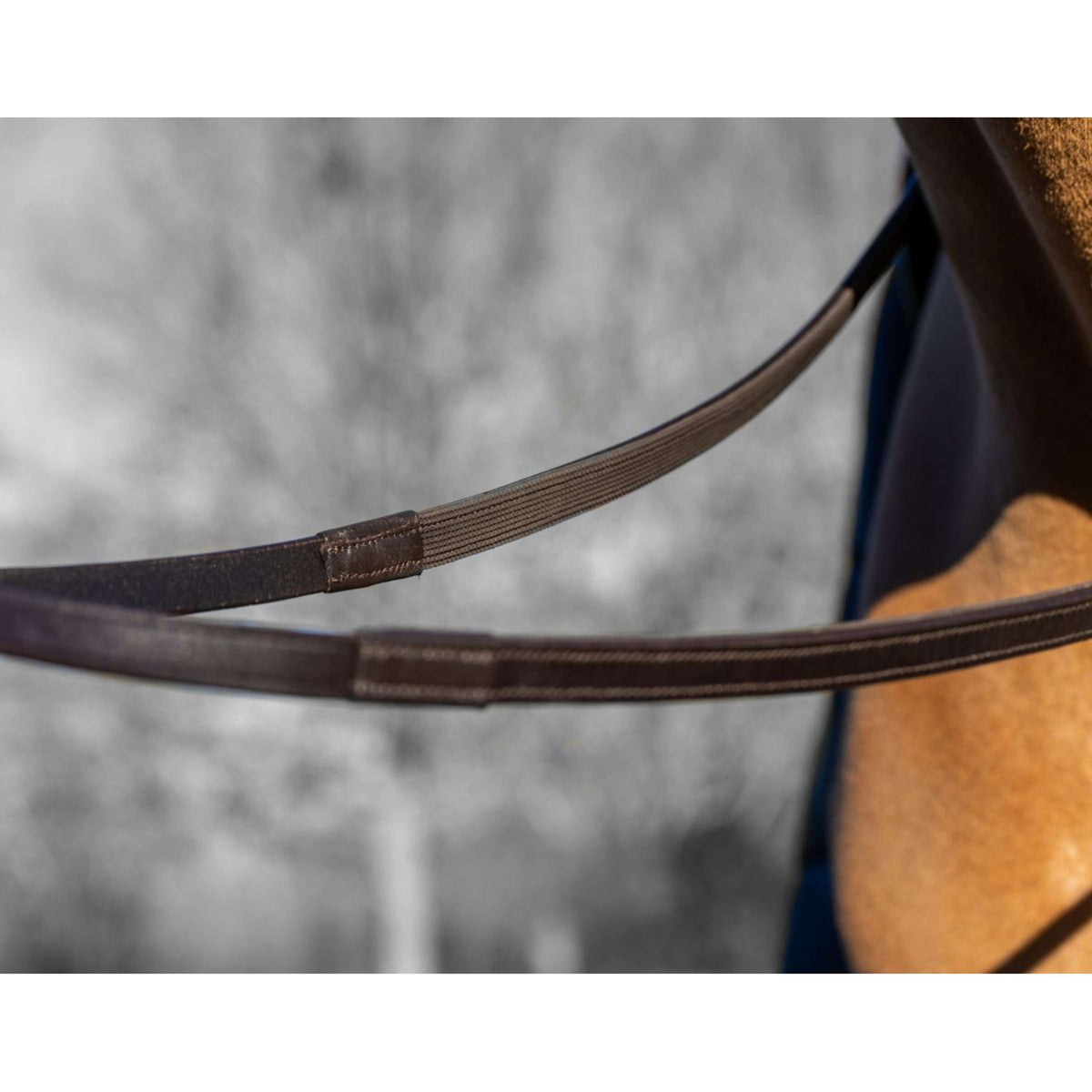 LeMieux Reins Arika Rubber Half lined Brown/Silver