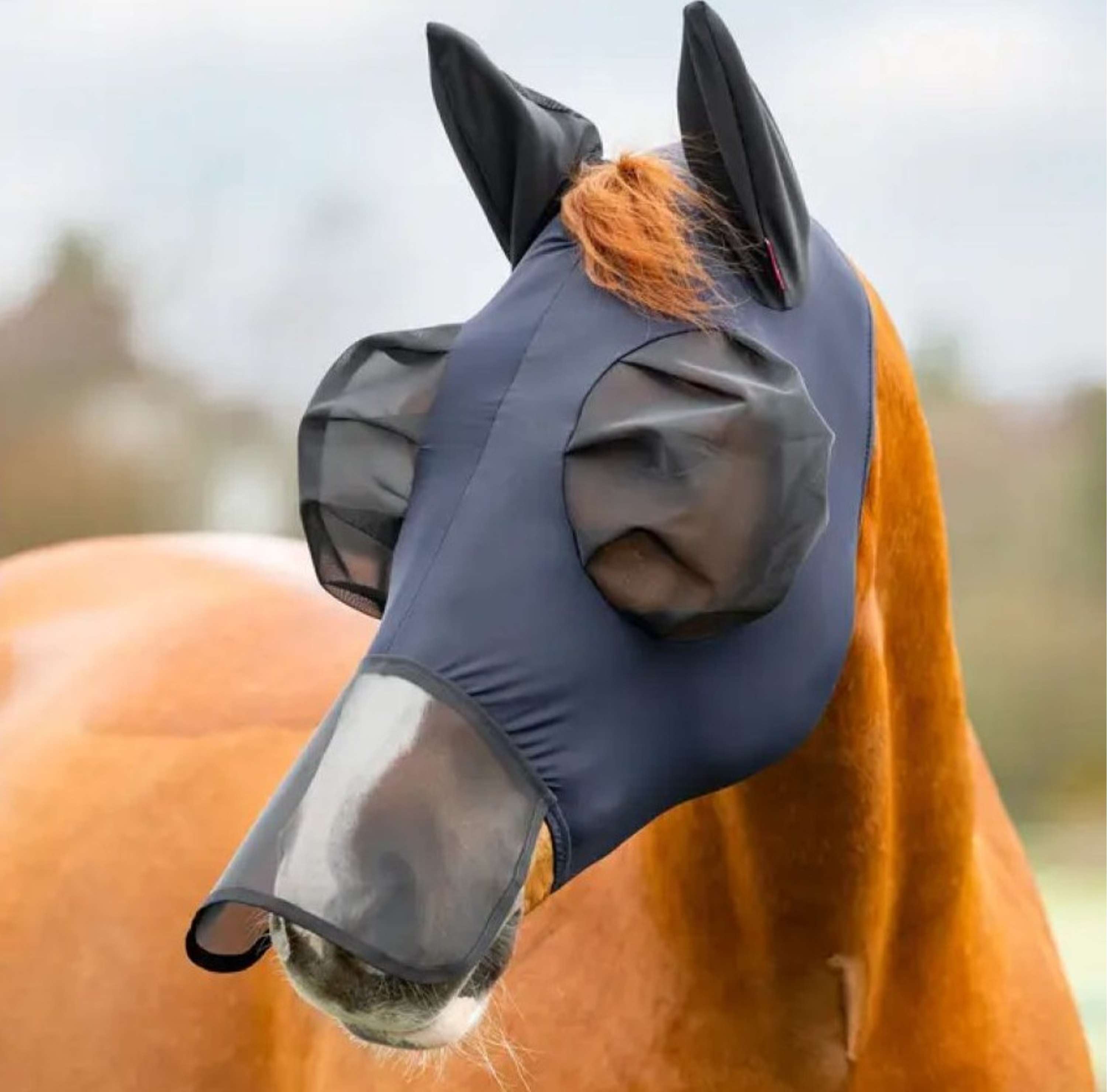LeMieux Fly Mask Bug Relief With Nose Protection Navy