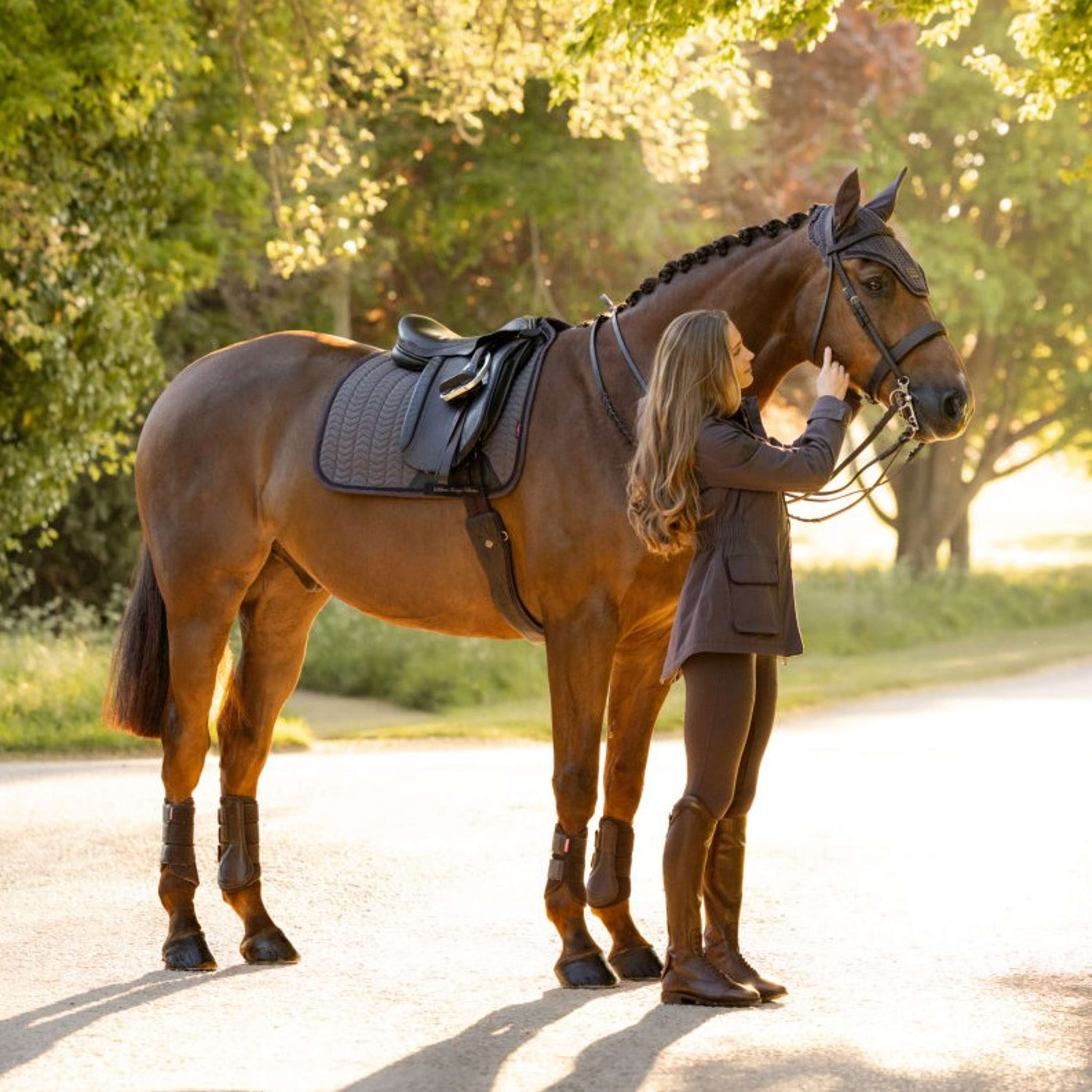 LeMieux Saddlepad Heritage Herringbone Square Dressage Cocoa