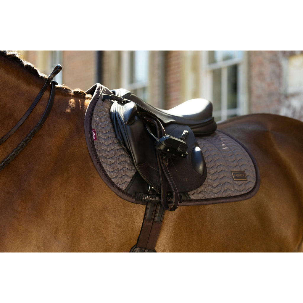LeMieux Saddlepad Heritage Herringbone Square Jumping Cocoa