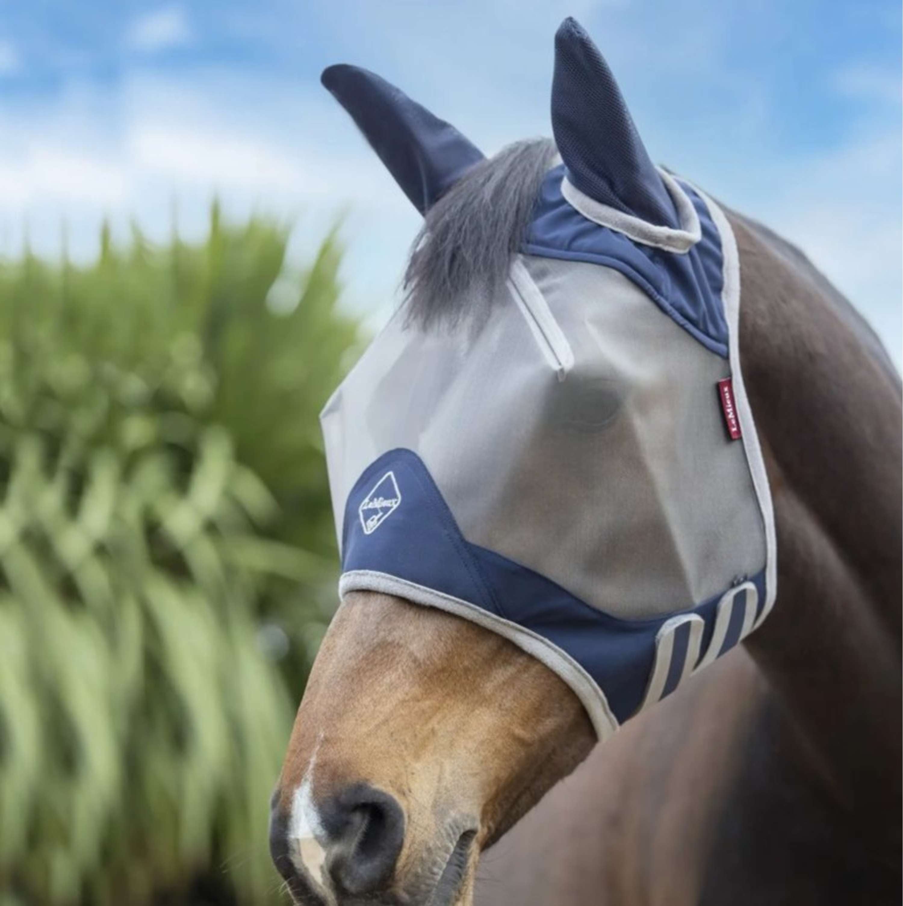 LeMieux Fly Mask Amour Shield Pro with Ears Navy