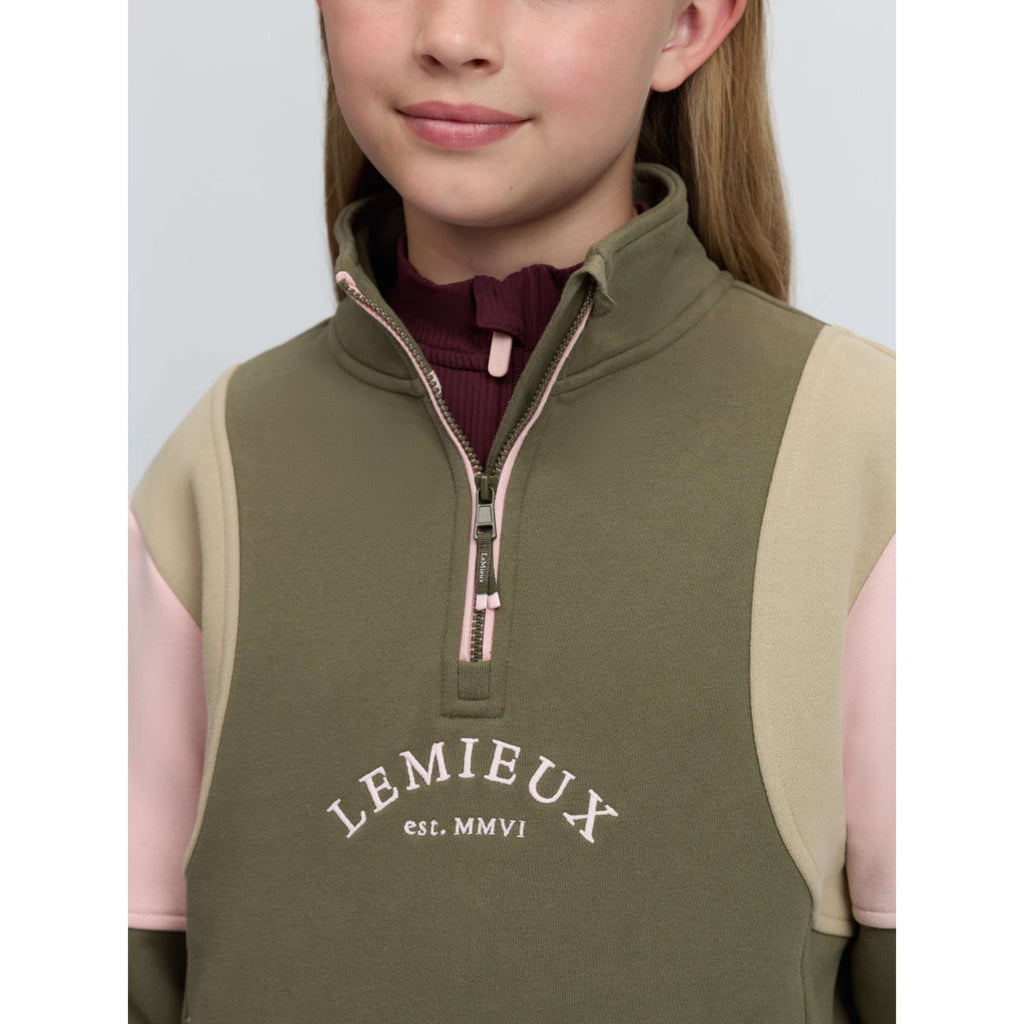 LeMieux Sweater Viola Quarter Zip Kids Willow Green