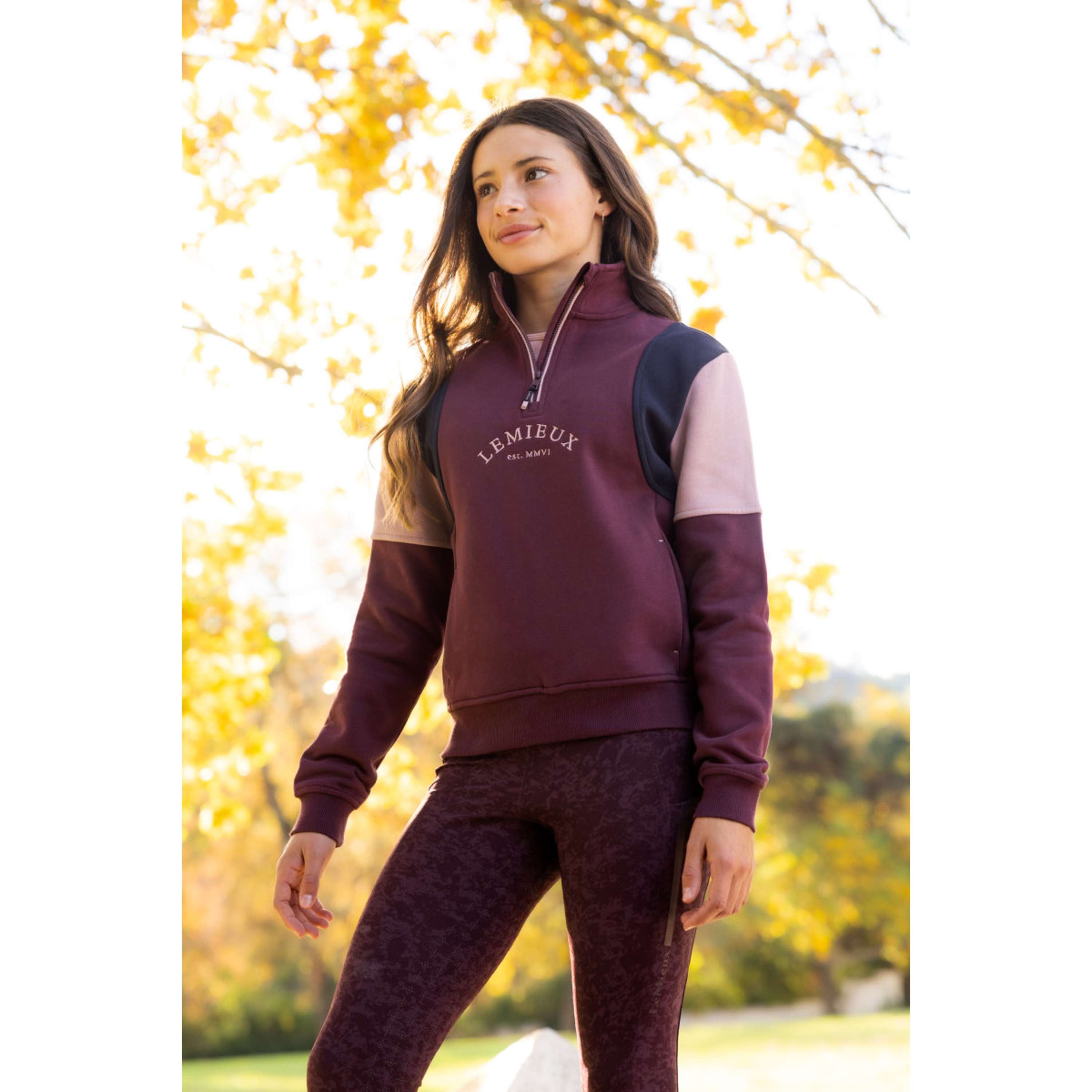 LeMieux Sweater Viola Quarter Zip Kids Bramble