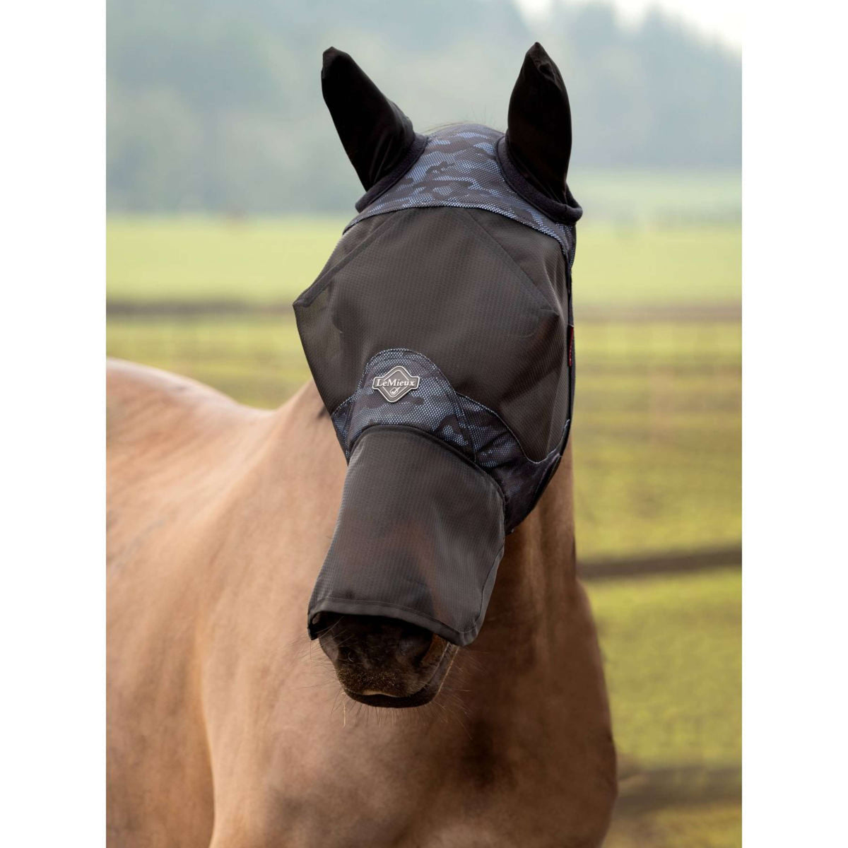 LeMieux Fly Mask Full Visor-Tek Camo Blue