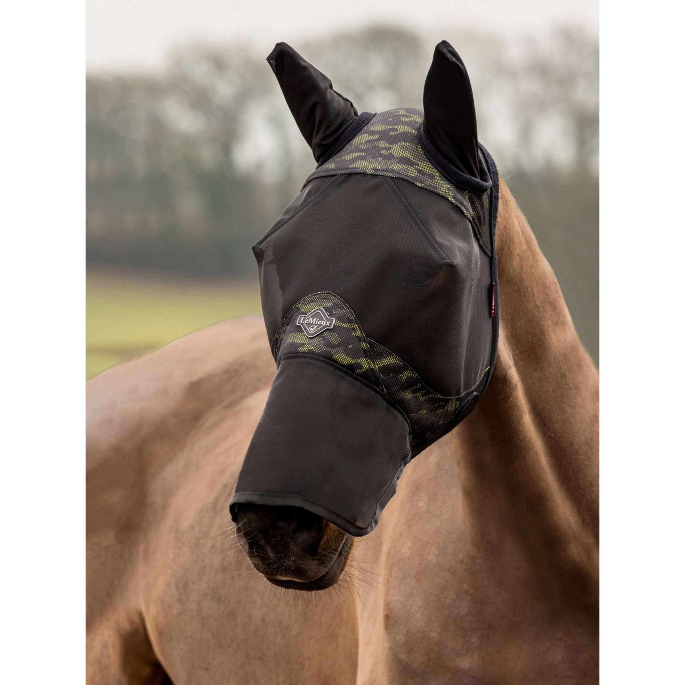 LeMieux Fly Mask Full Visor-Tek Camo Green