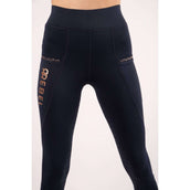 Montar Riding Legging Pull On Rosegold Full Grip Navy