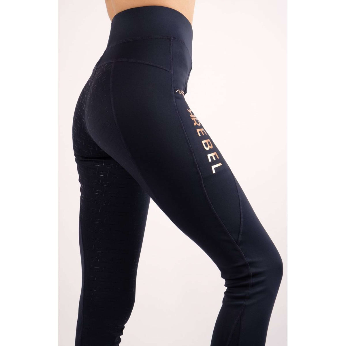 Montar Riding Legging Pull On Rosegold Full Grip Navy