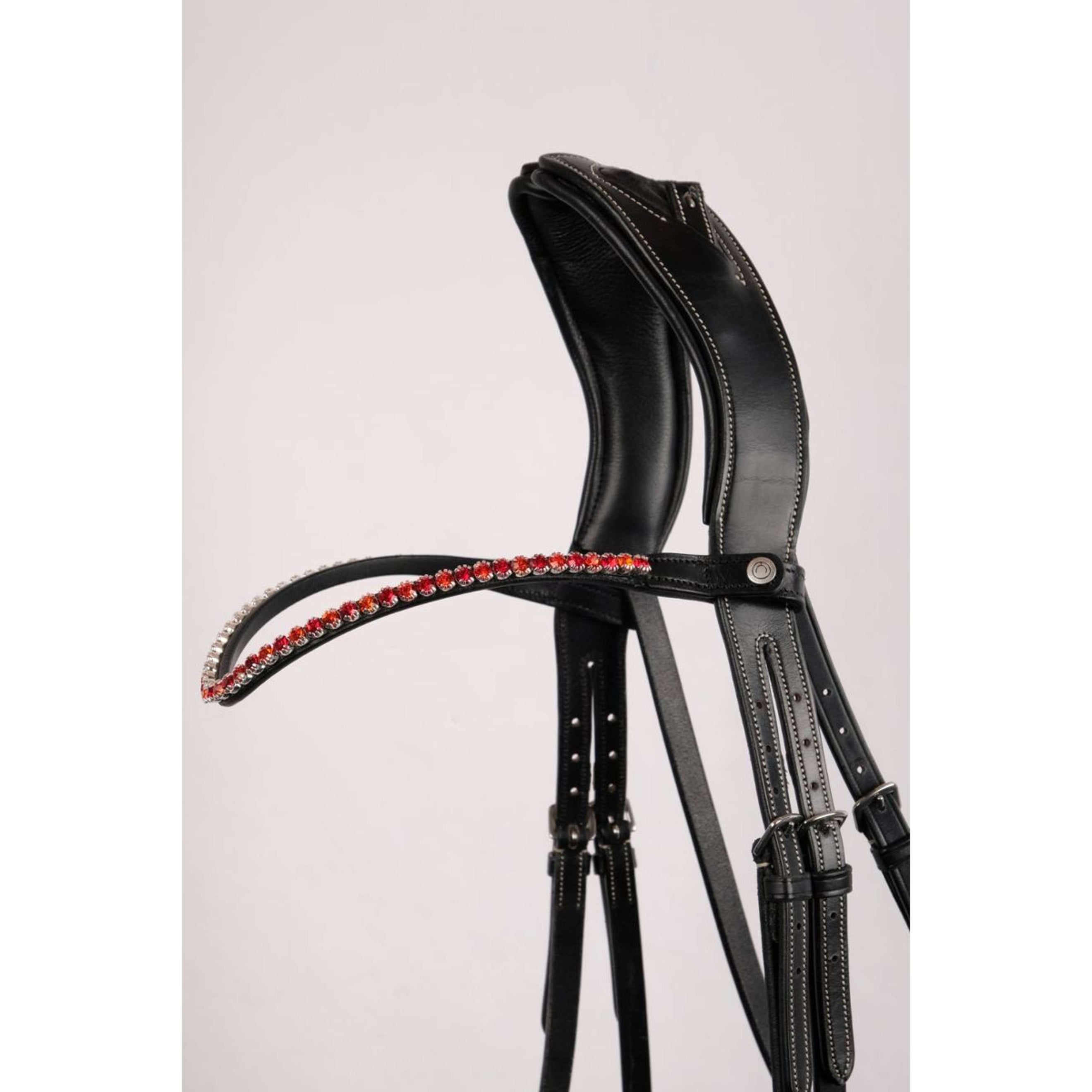 Montar Browband Fair Crystal Curved Red Montar Browband Fair Crystal Curved Red