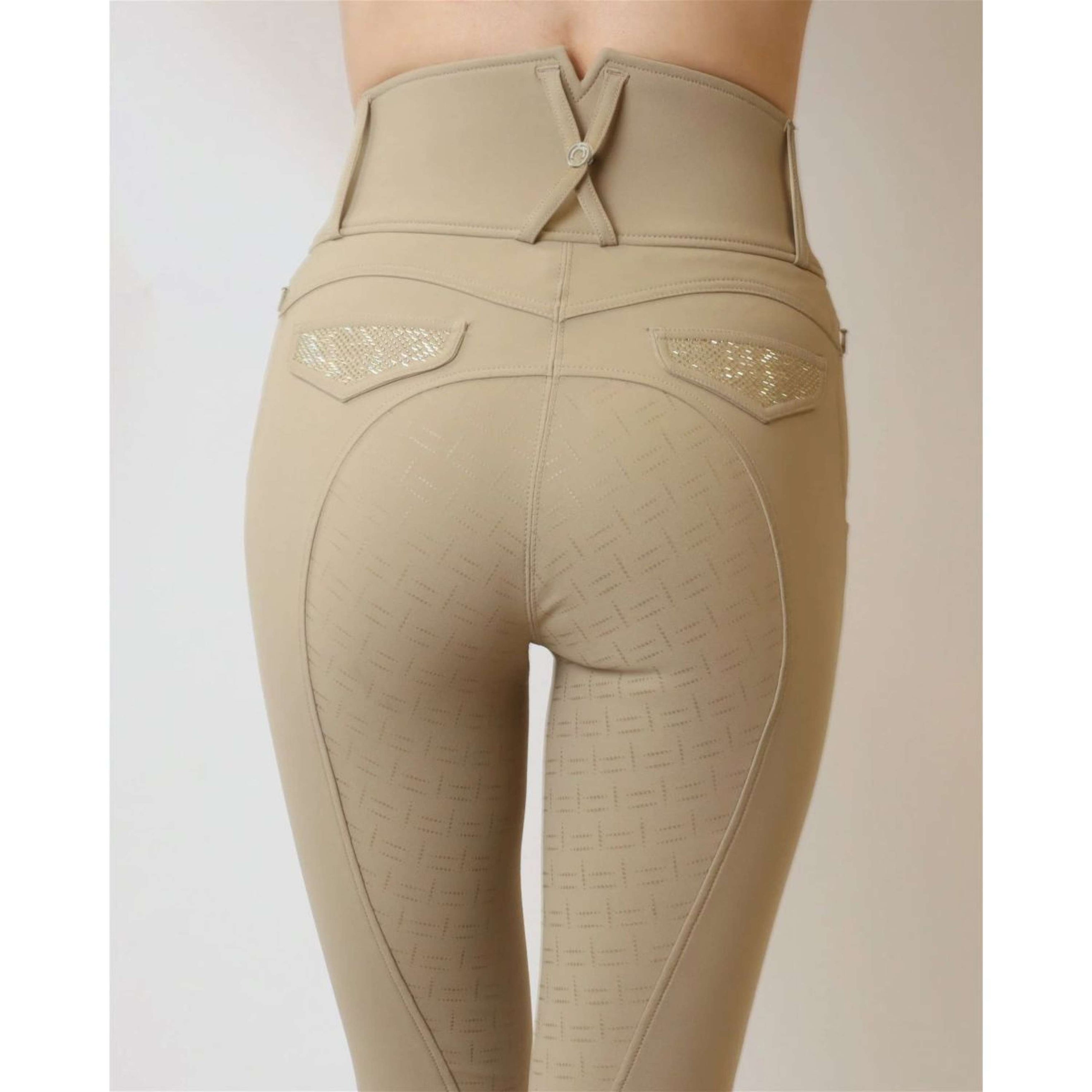 Montar Breeches Briella Crystal Pocket Full Grip Beige