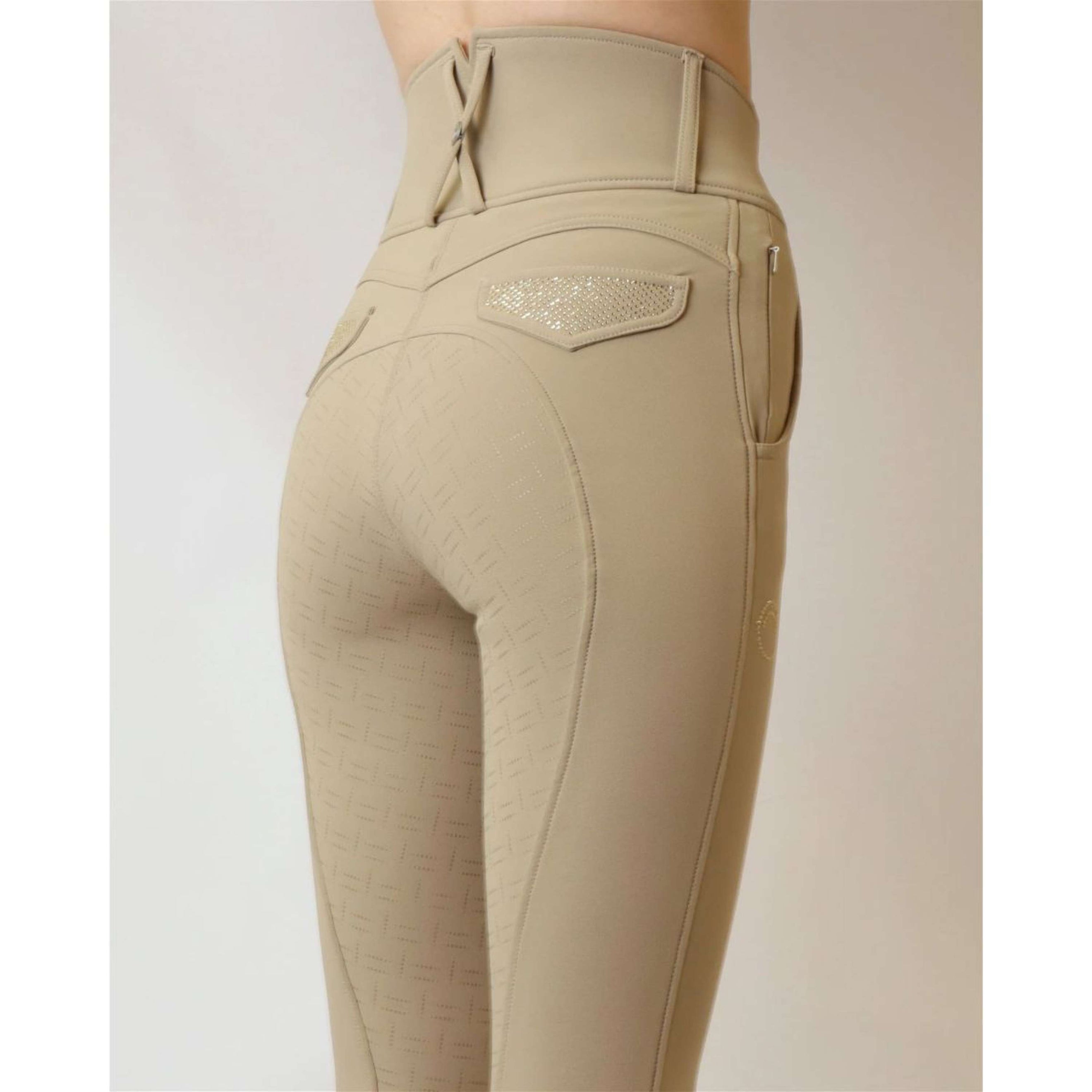 Montar Breeches Briella Crystal Pocket Full Grip Beige