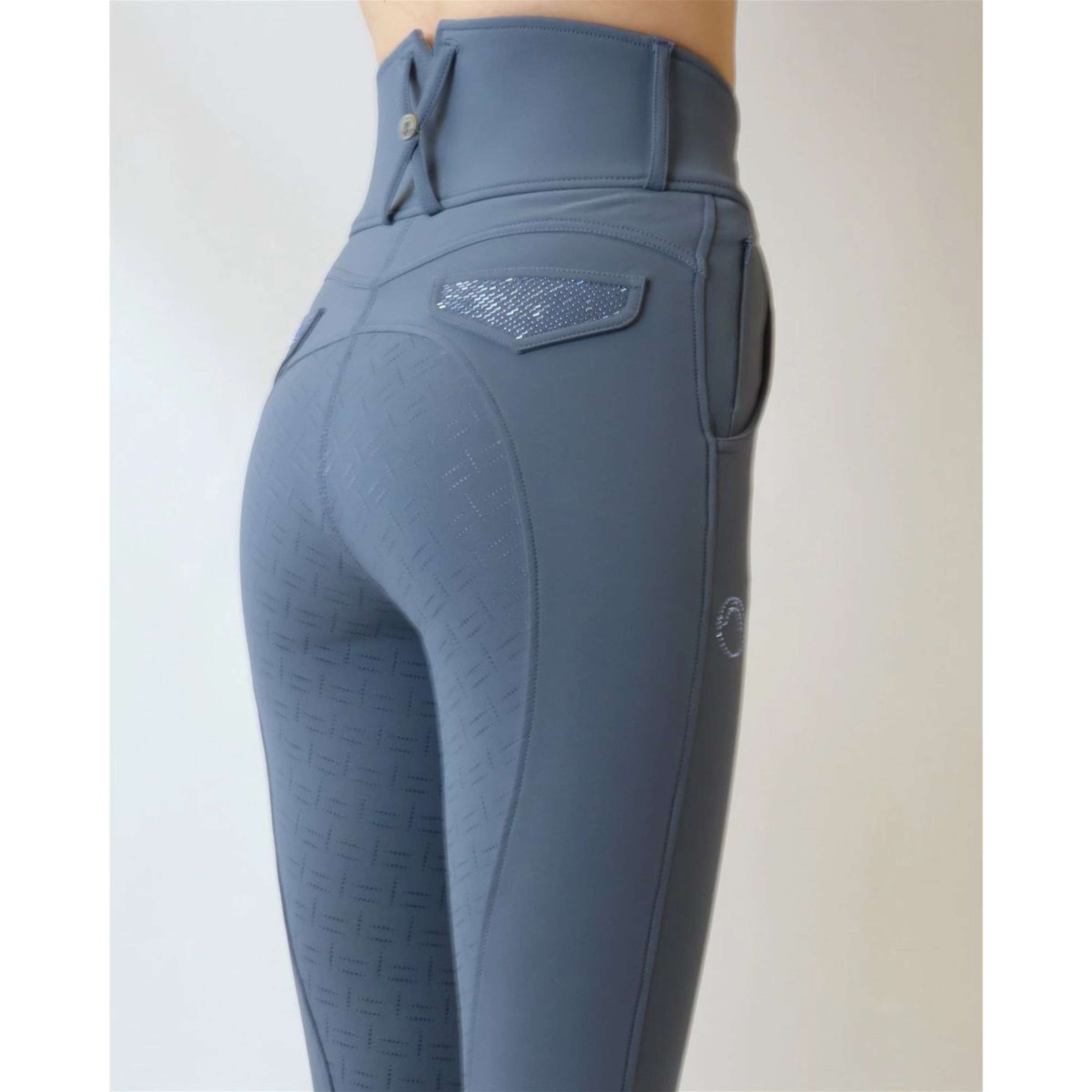 Montar Breeches Briella Crystal Pocket Full Grip Dove Blue