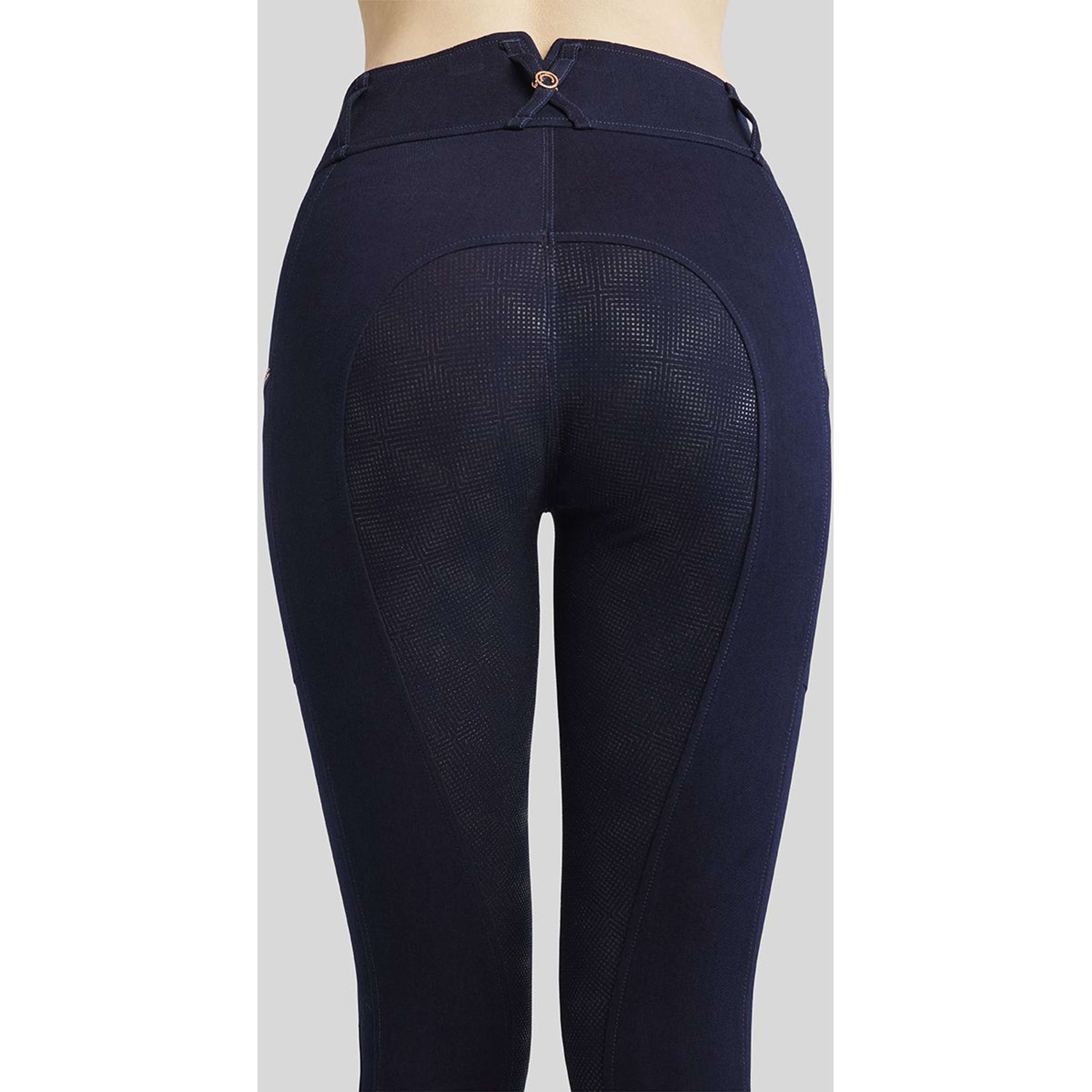 Montar Breeches MoMaddie Rosegold Crystals Full Grip Dark Denim