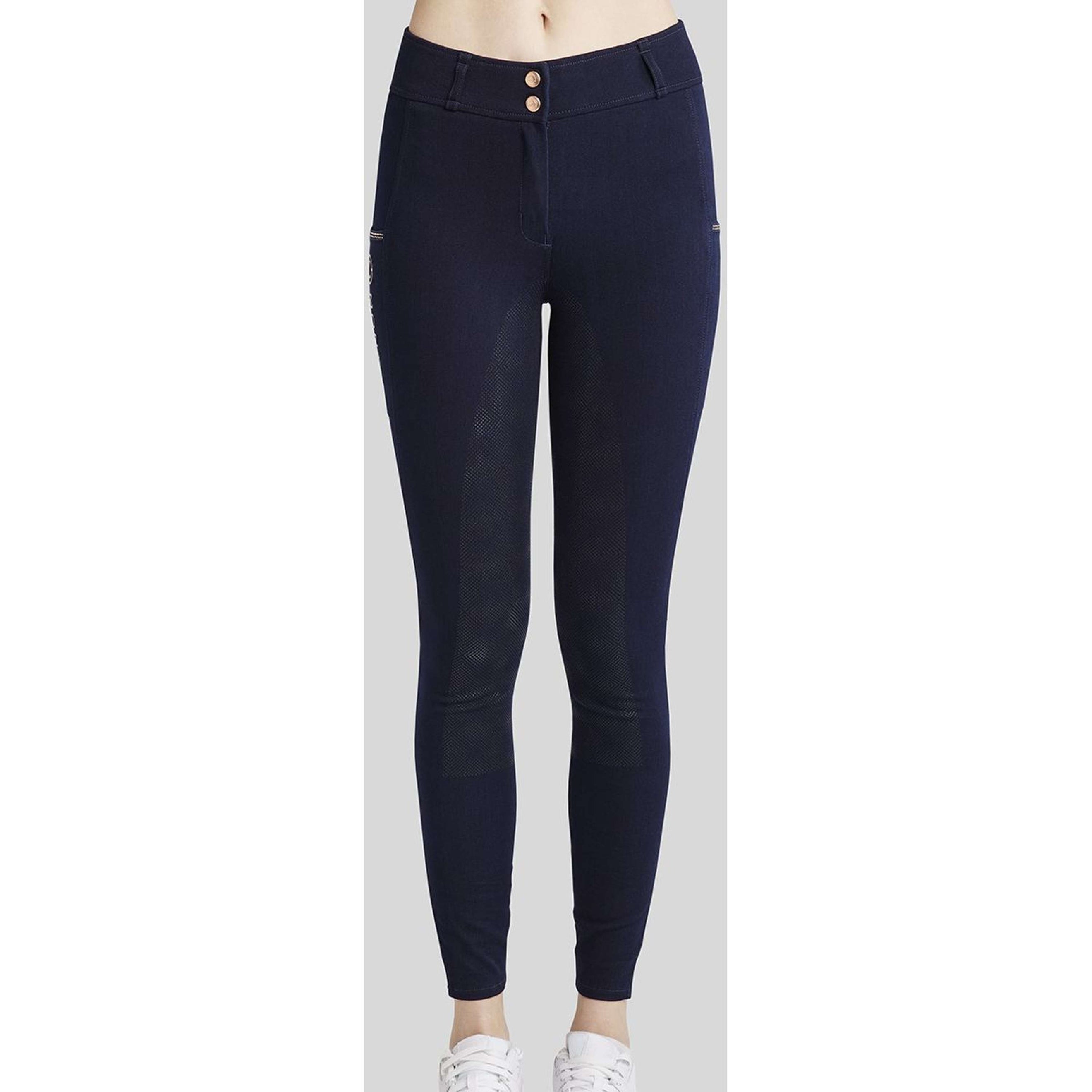 Montar Breeches MoMaddie Rosegold Crystals Full Grip Dark Denim