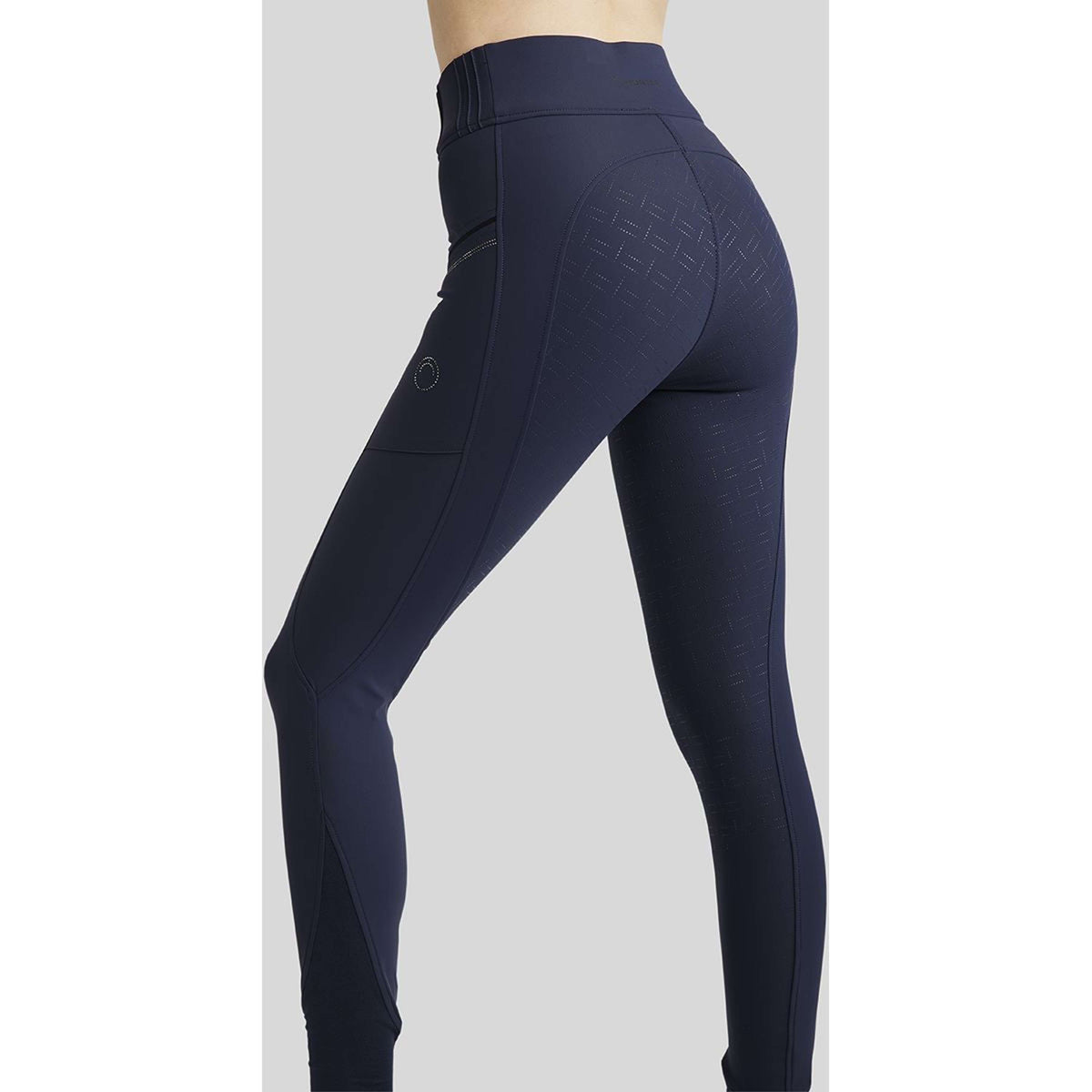 Montar Riding Legging MoRosie Pintucks Crystals Full Grip Dark Navy