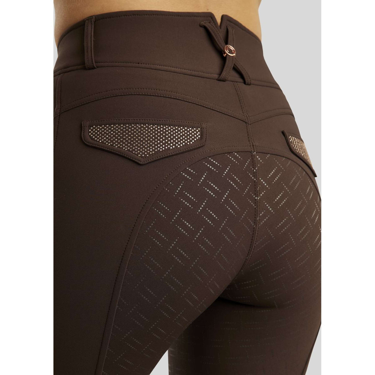 Montar Breeches Briella Rosegold Crystals Highwaist Full Grip Brown