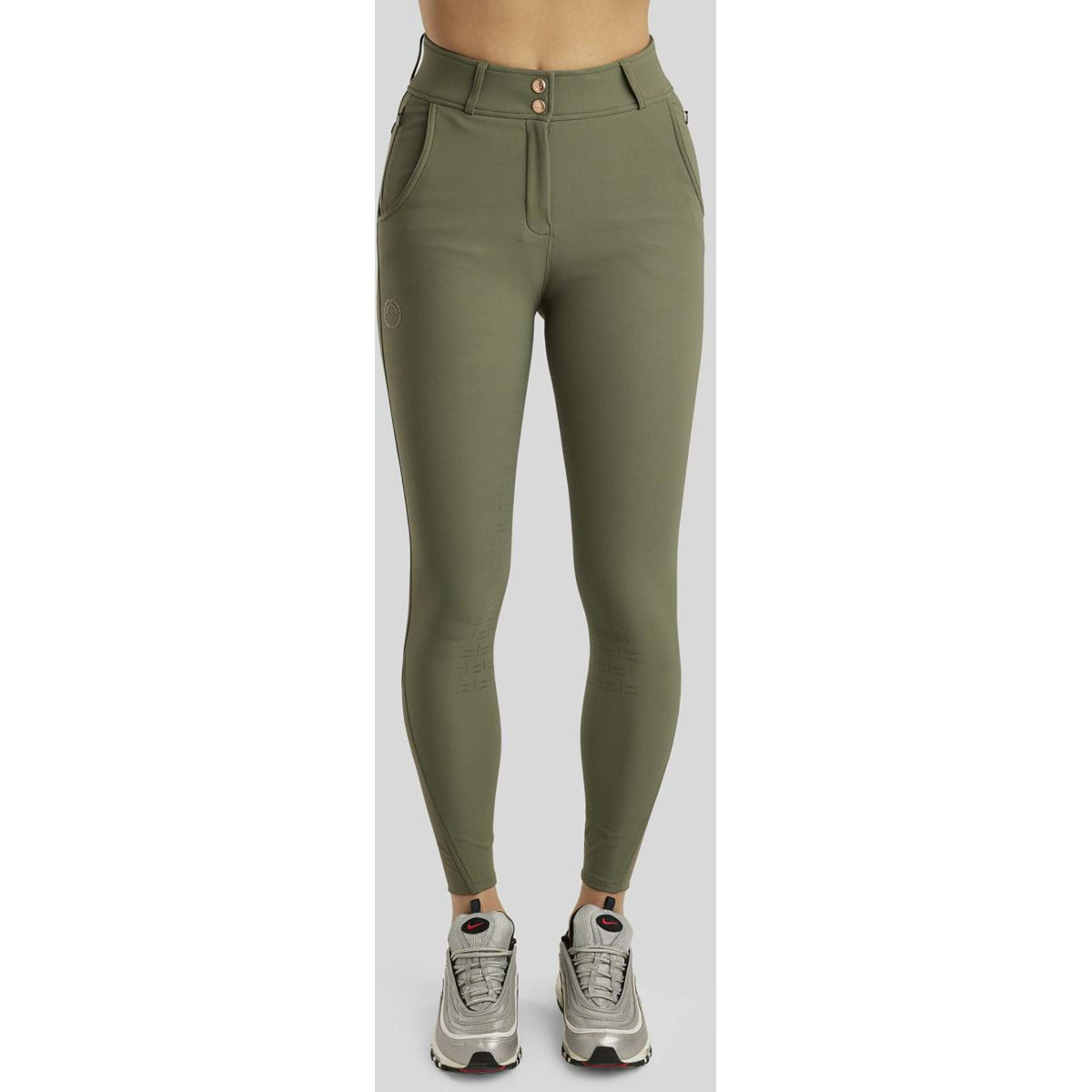 Montar Breeches Briella Rosegold Crystals Highwaist Full Grip Pine Green