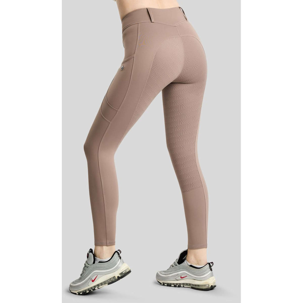 Montar Thermo Riding Leggings MoAddie Hybrid Gun Metal Logo Full Grip Nougat Brown