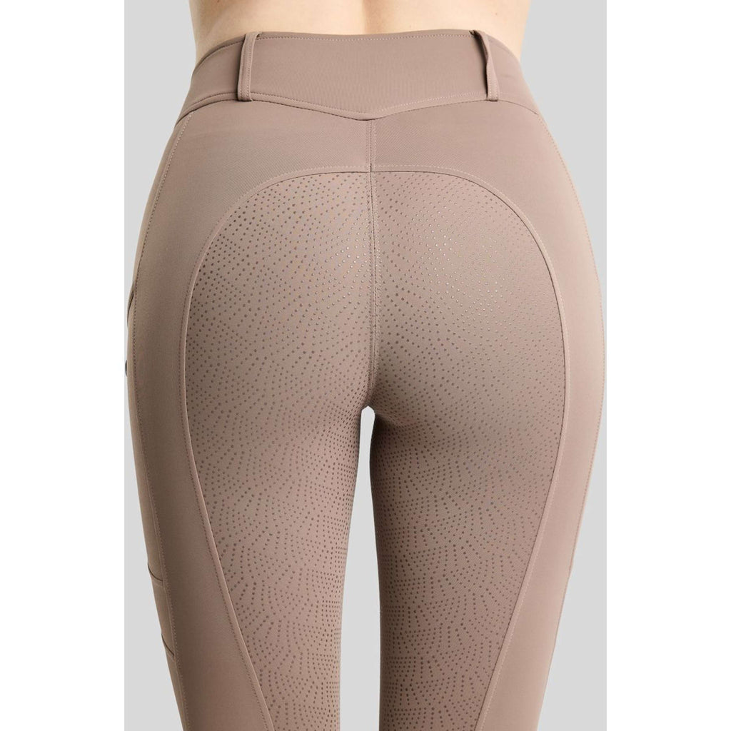 Montar Thermo Riding Leggings MoAddie Hybrid Gun Metal Logo Full Grip Nougat Brown