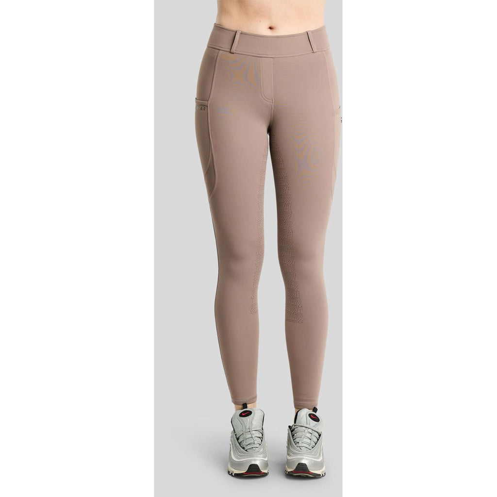 Montar Thermo Riding Leggings MoAddie Hybrid Gun Metal Logo Full Grip Nougat Brown