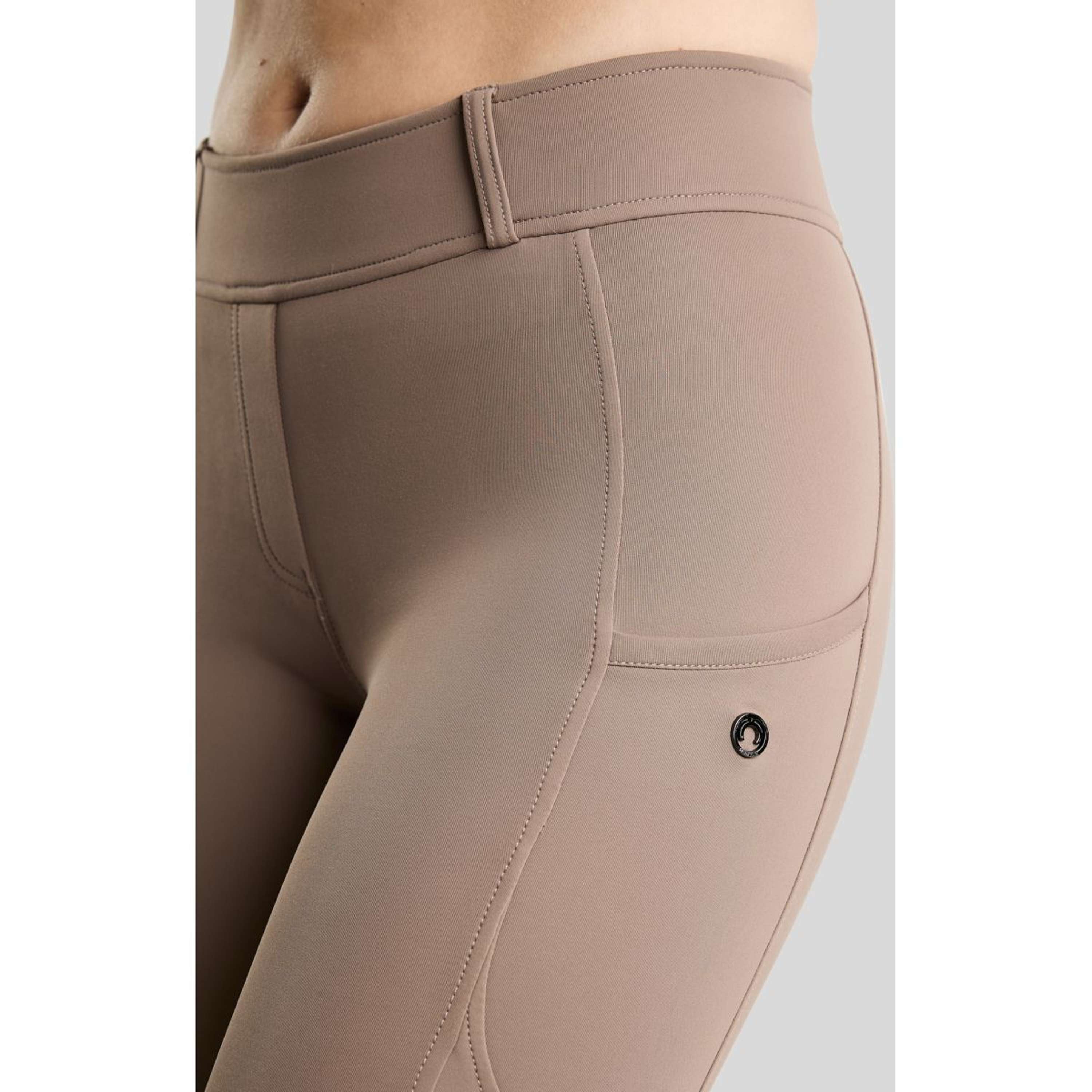 Montar Thermo Riding Leggings MoAddie Hybrid Gun Metal Logo Full Grip Nougat Brown