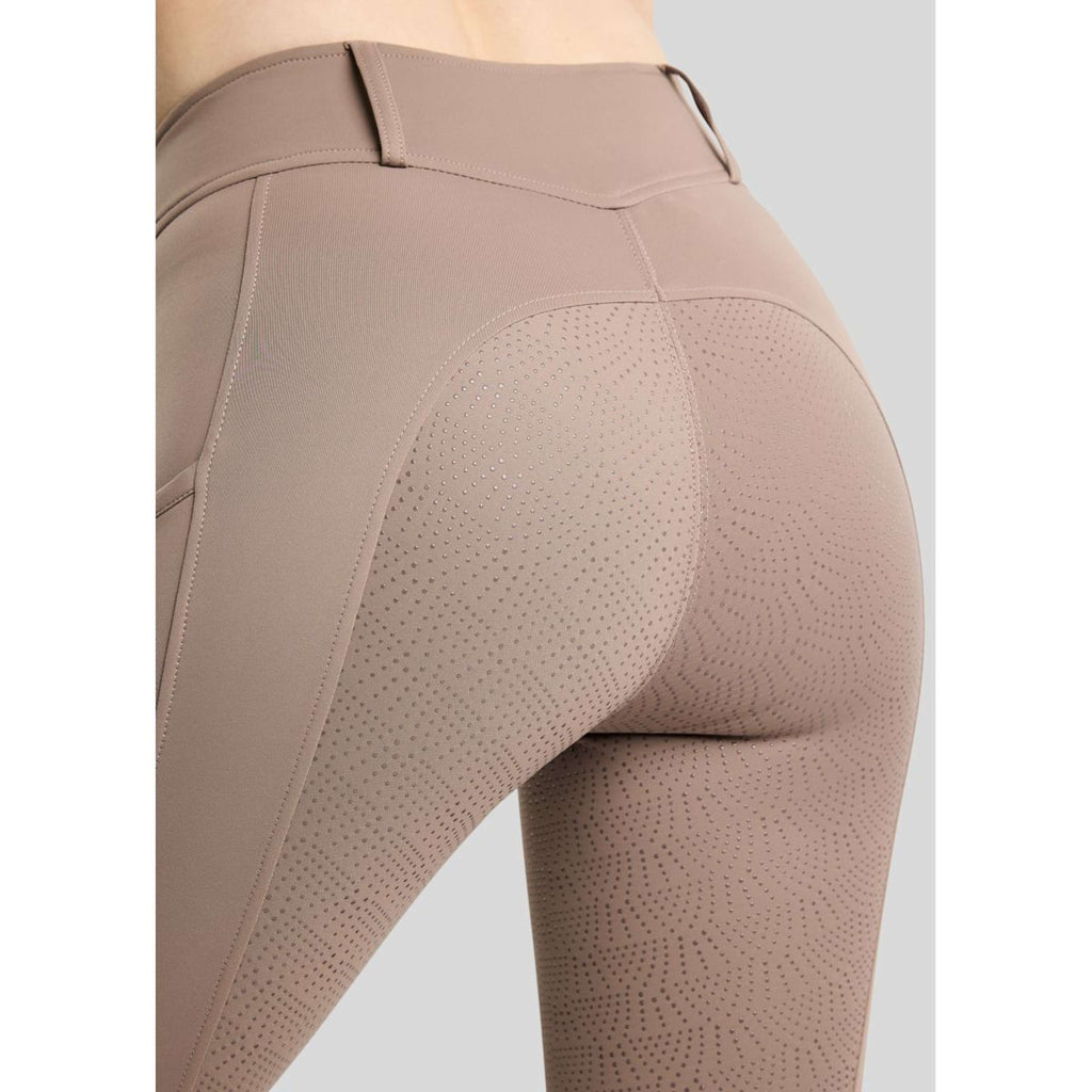 Montar Thermo Riding Leggings MoAddie Hybrid Gun Metal Logo Full Grip Nougat Brown