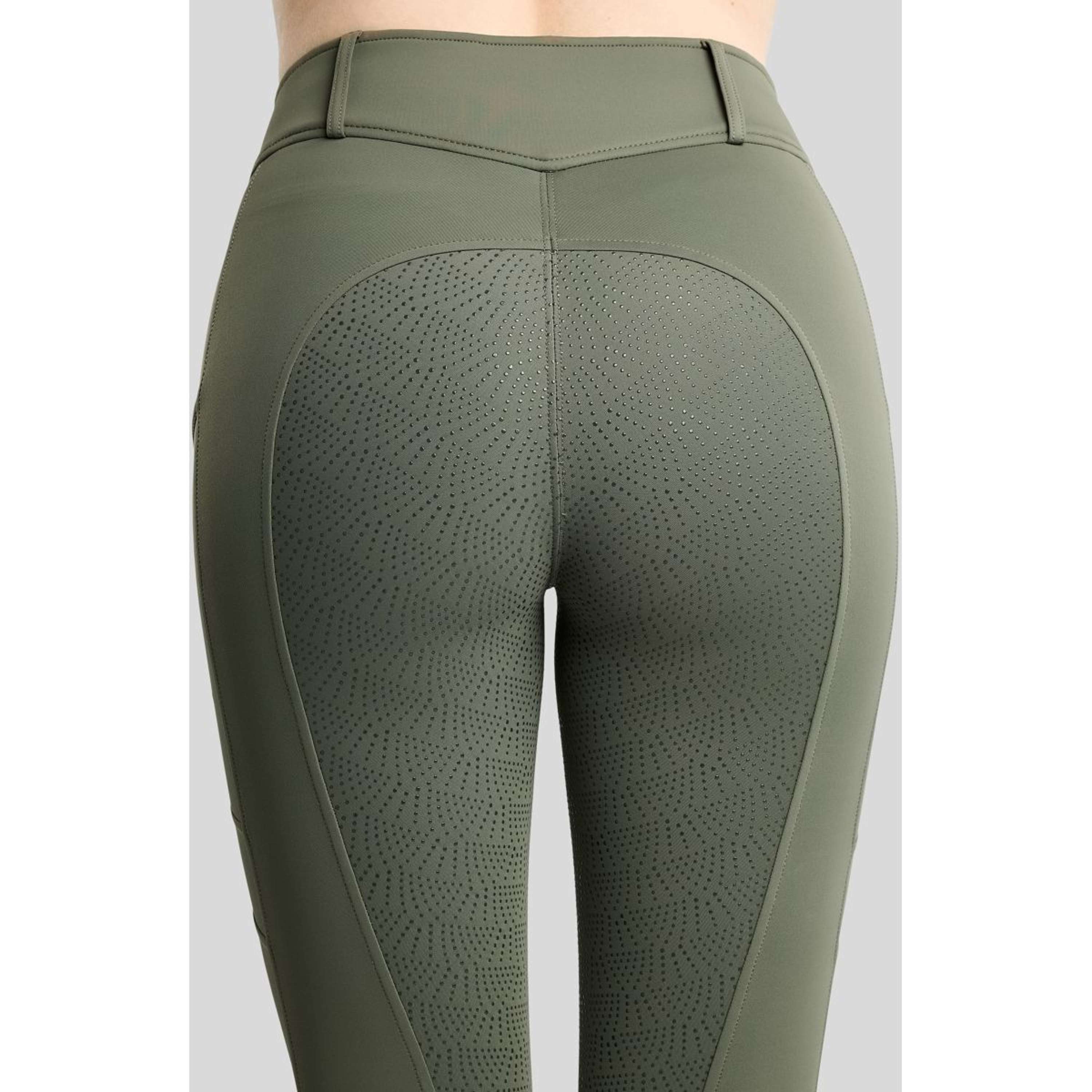 Montar Thermo Riding Leggings MoAddie Hybrid Gun Metal Logo Full Grip Forest Green