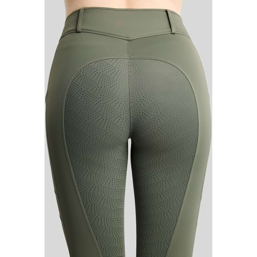 Montar Thermo Riding Leggings MoAddie Hybrid Gun Metal Logo Full Grip Forest Green