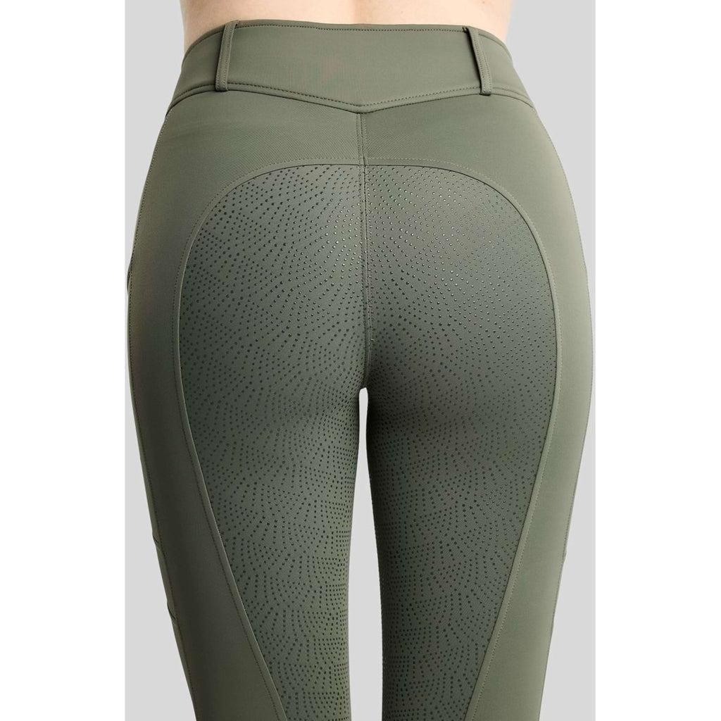 Montar Thermo Riding Leggings MoAddie Hybrid Gun Metal Logo Full Grip Forest Green