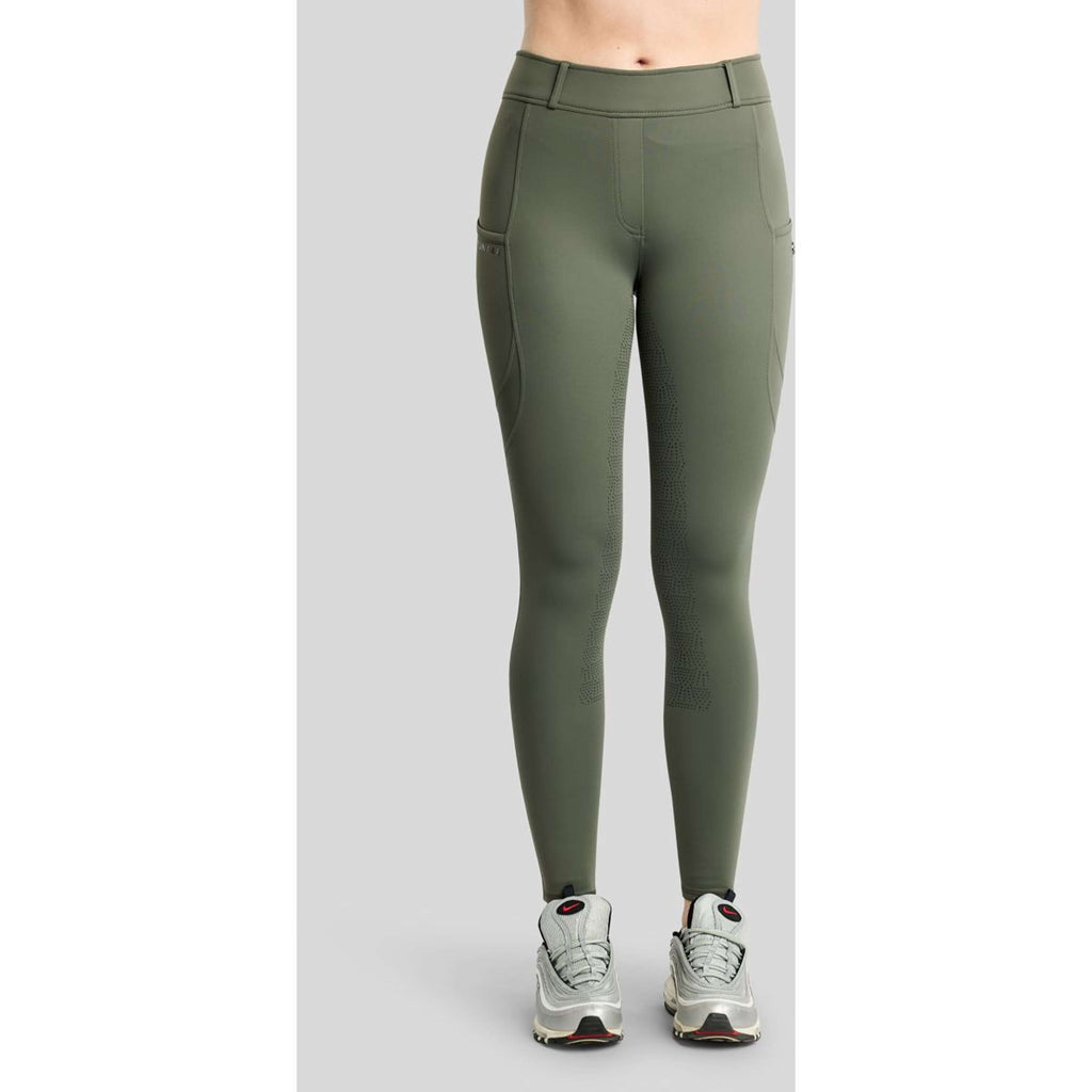 Montar Thermo Riding Leggings MoAddie Hybrid Gun Metal Logo Full Grip Forest Green
