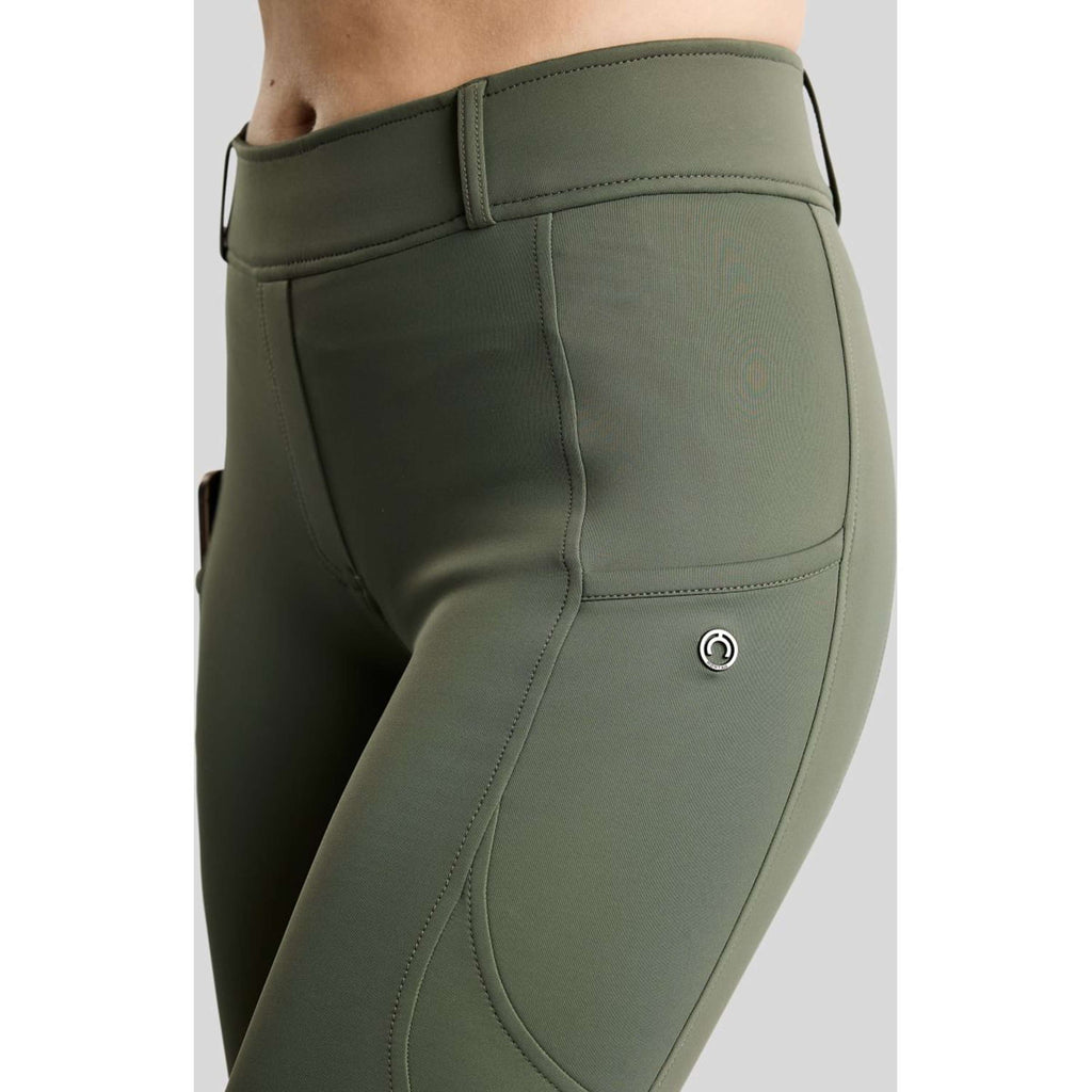 Montar Thermo Riding Leggings MoAddie Hybrid Gun Metal Logo Full Grip Forest Green