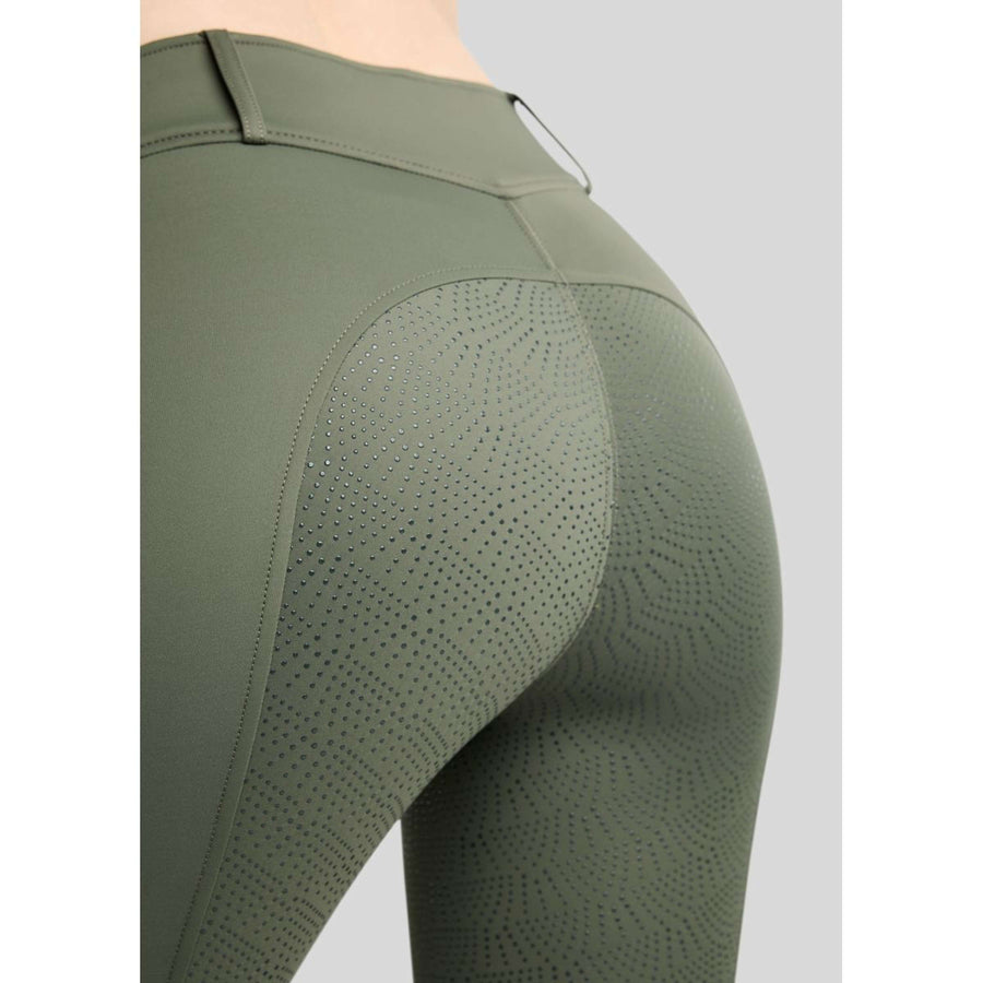 Montar Thermo Riding Leggings MoAddie Hybrid Gun Metal Logo Full Grip Forest Green