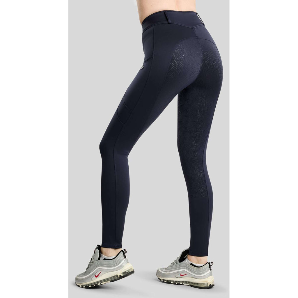 Montar Thermo Riding Leggings MoAddie Hybrid Gun Metal Logo Full Grip Navy