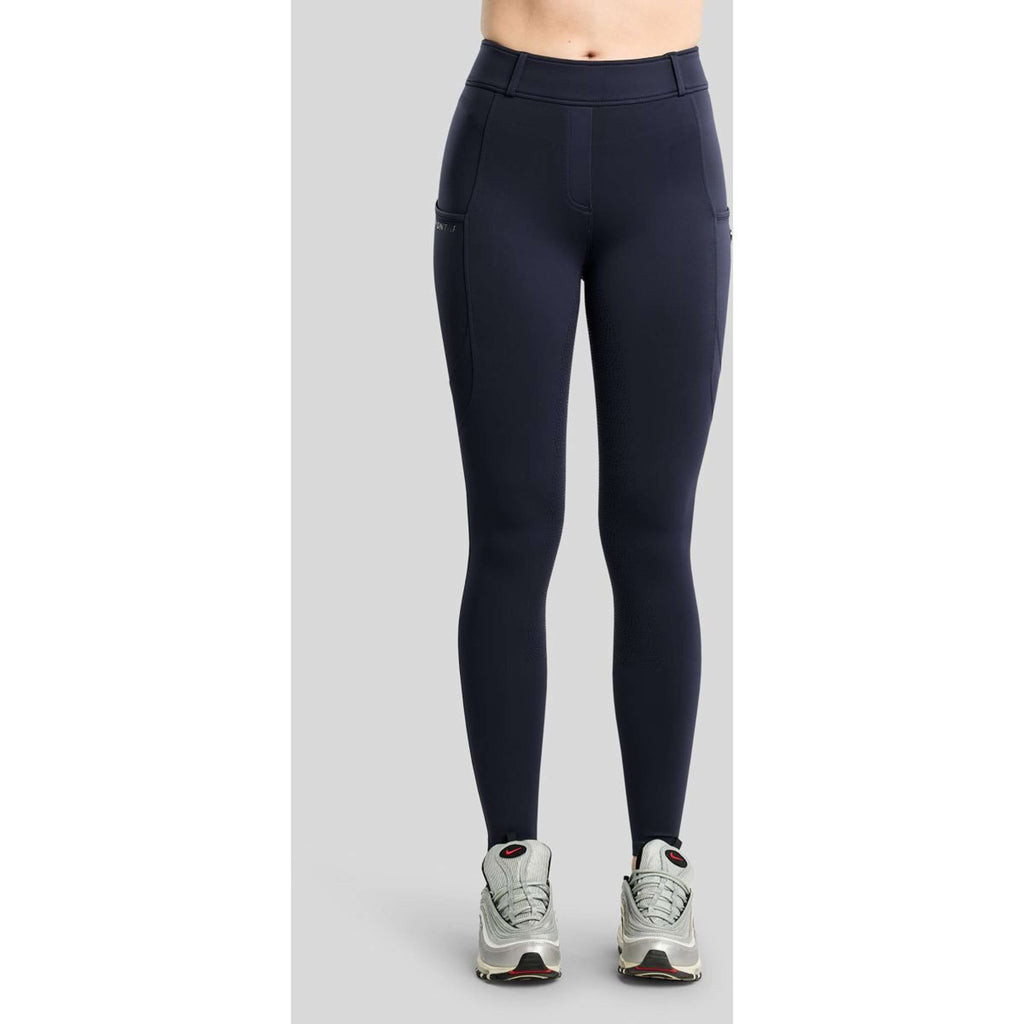 Montar Thermo Riding Leggings MoAddie Hybrid Gun Metal Logo Full Grip Navy