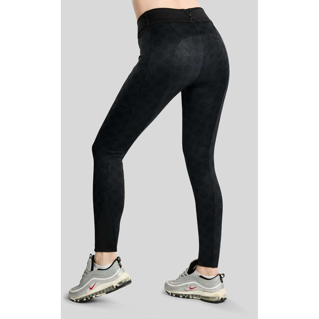 Montar Thermo Riding Leggings MoLeia Lumber Check All Over Printed Full Grip Black