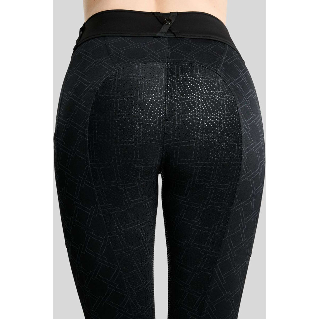 Montar Thermo Riding Leggings MoLeia Lumber Check All Over Printed Full Grip Black