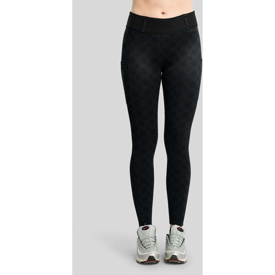 Montar Thermo Riding Leggings MoLeia Lumber Check All Over Printed Full Grip Black