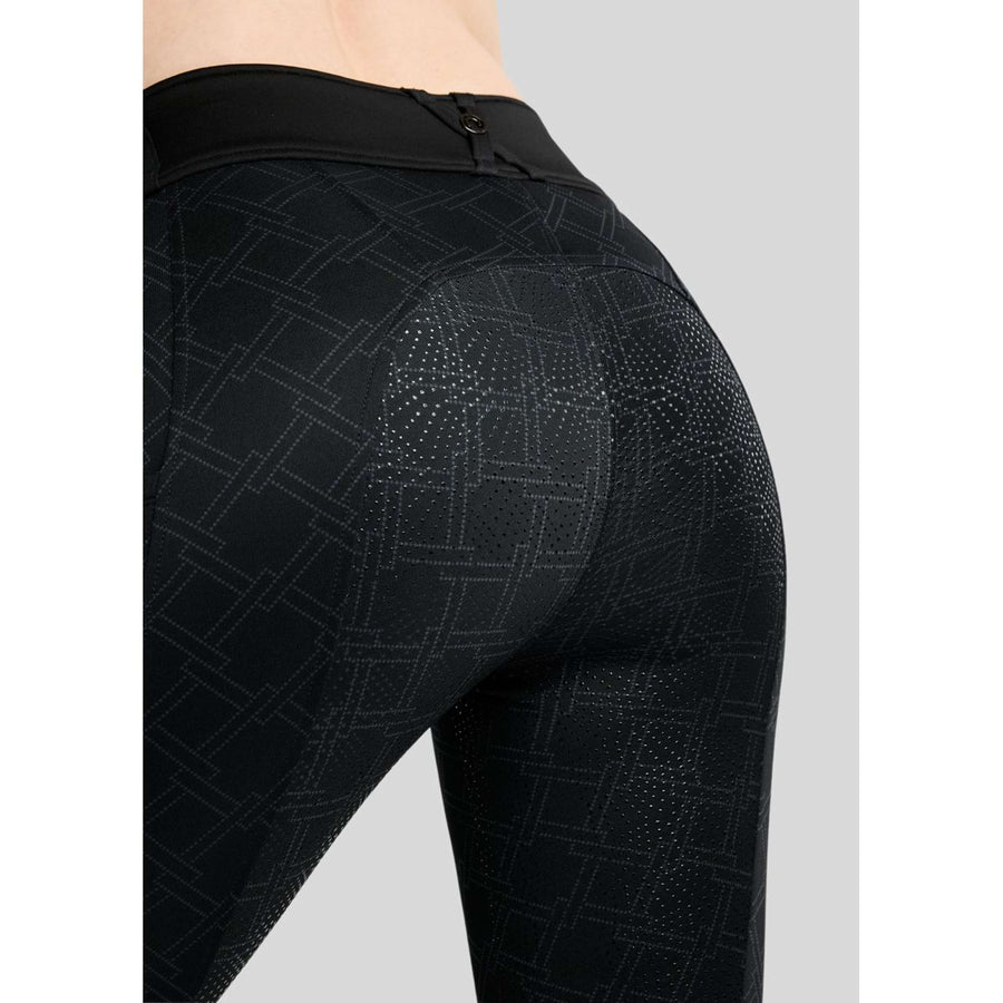 Montar Thermo Riding Leggings MoLeia Lumber Check All Over Printed Full Grip Black