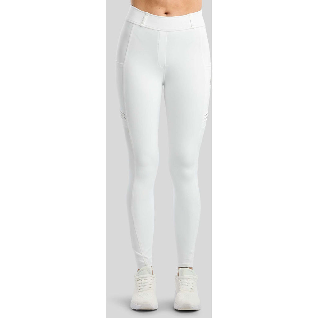 Montar Riding Legging MoWilma Hybrid Pintucks Golden Quartz Crystals Full Grip White