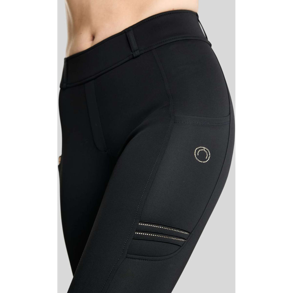 Montar Riding Legging MoWilma Hybrid Pintucks Golden Quartz Crystals Full Grip Black