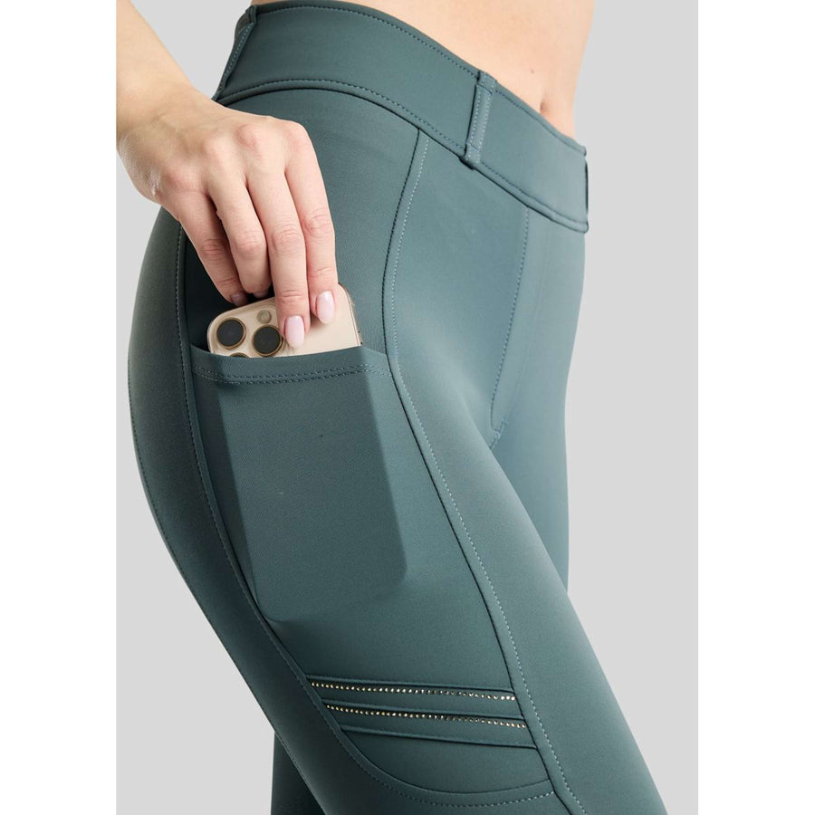 Montar Riding Legging MoWilma Hybrid Pintucks Golden Quartz Crystals Full Grip Dark Slate