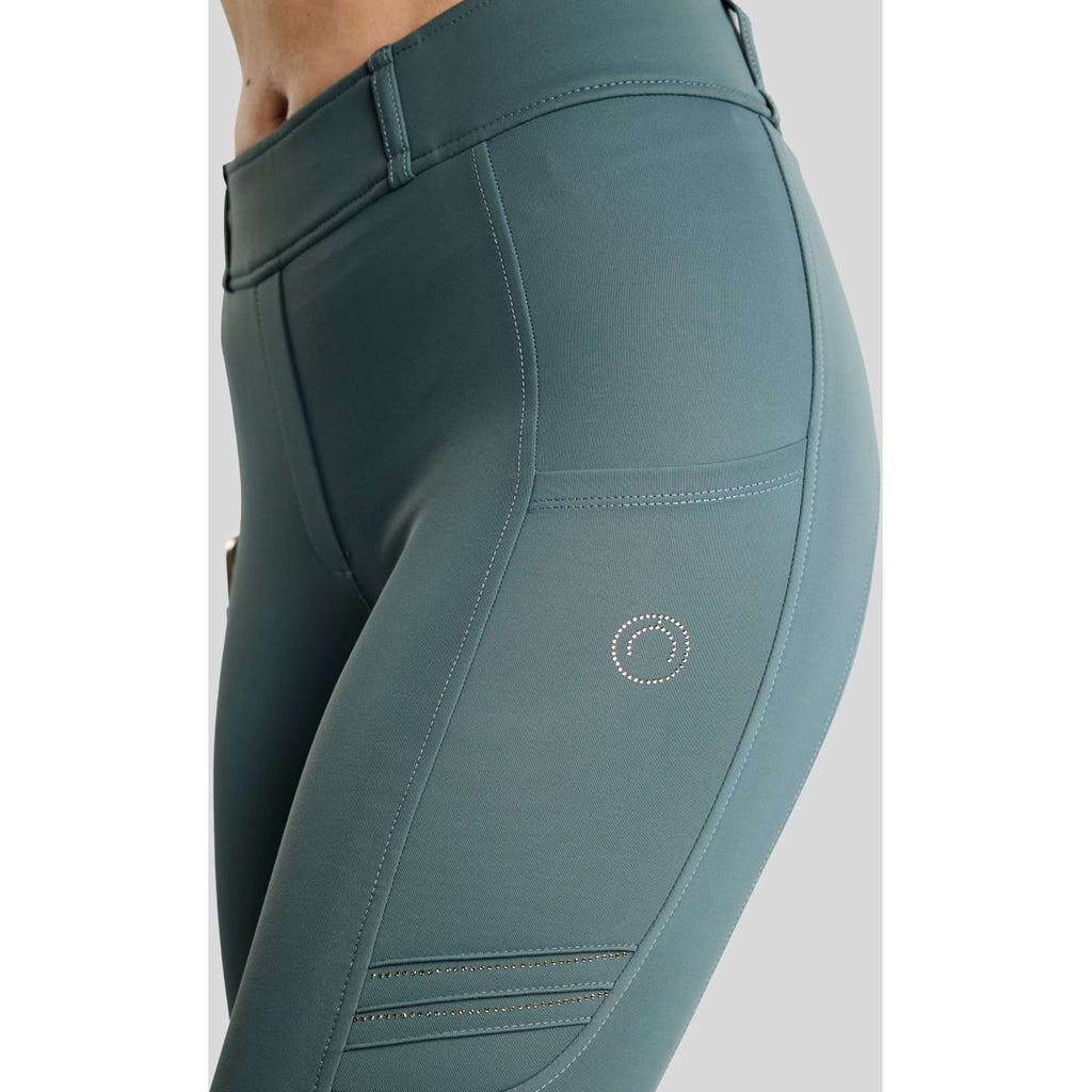 Montar Riding Legging MoWilma Hybrid Pintucks Golden Quartz Crystals Full Grip Dark Slate