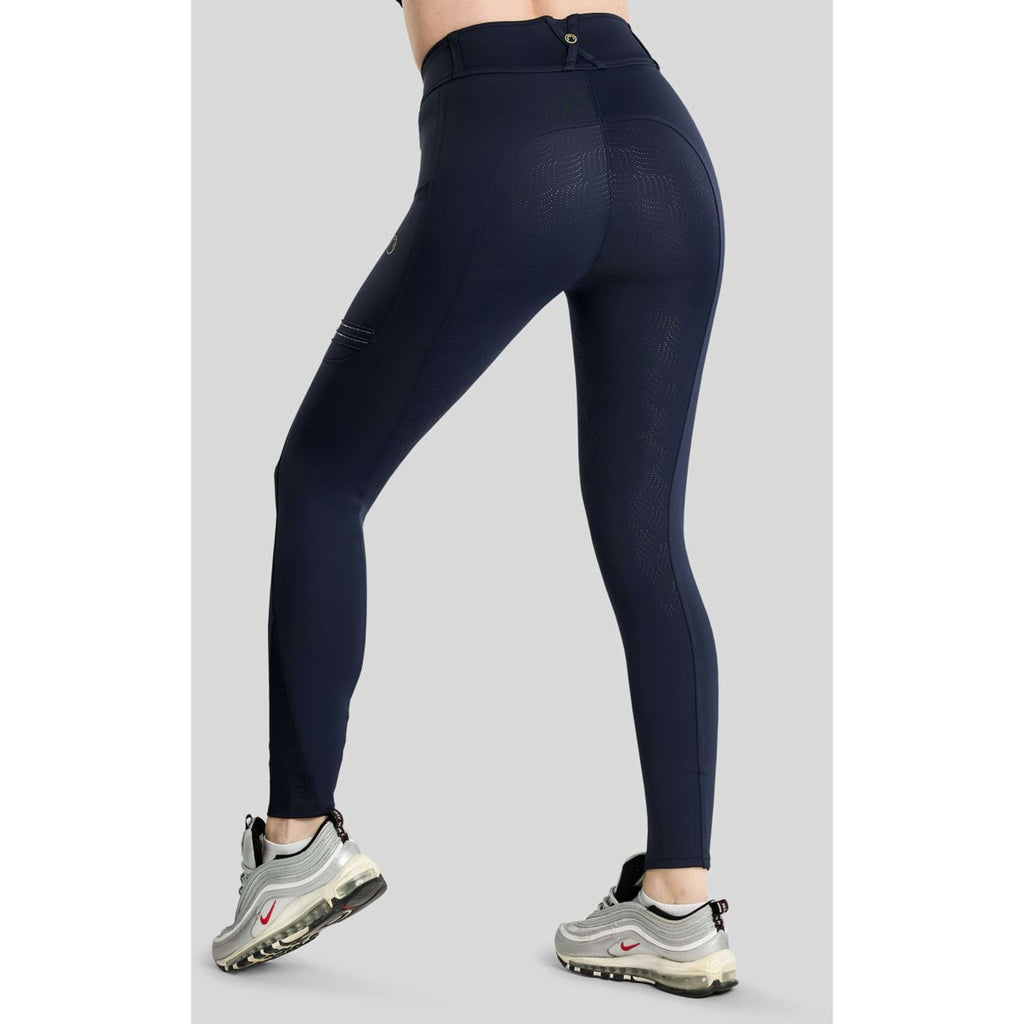 Montar Riding Legging MoWilma Hybrid Pintucks Golden Quartz Crystals Full Grip Navy