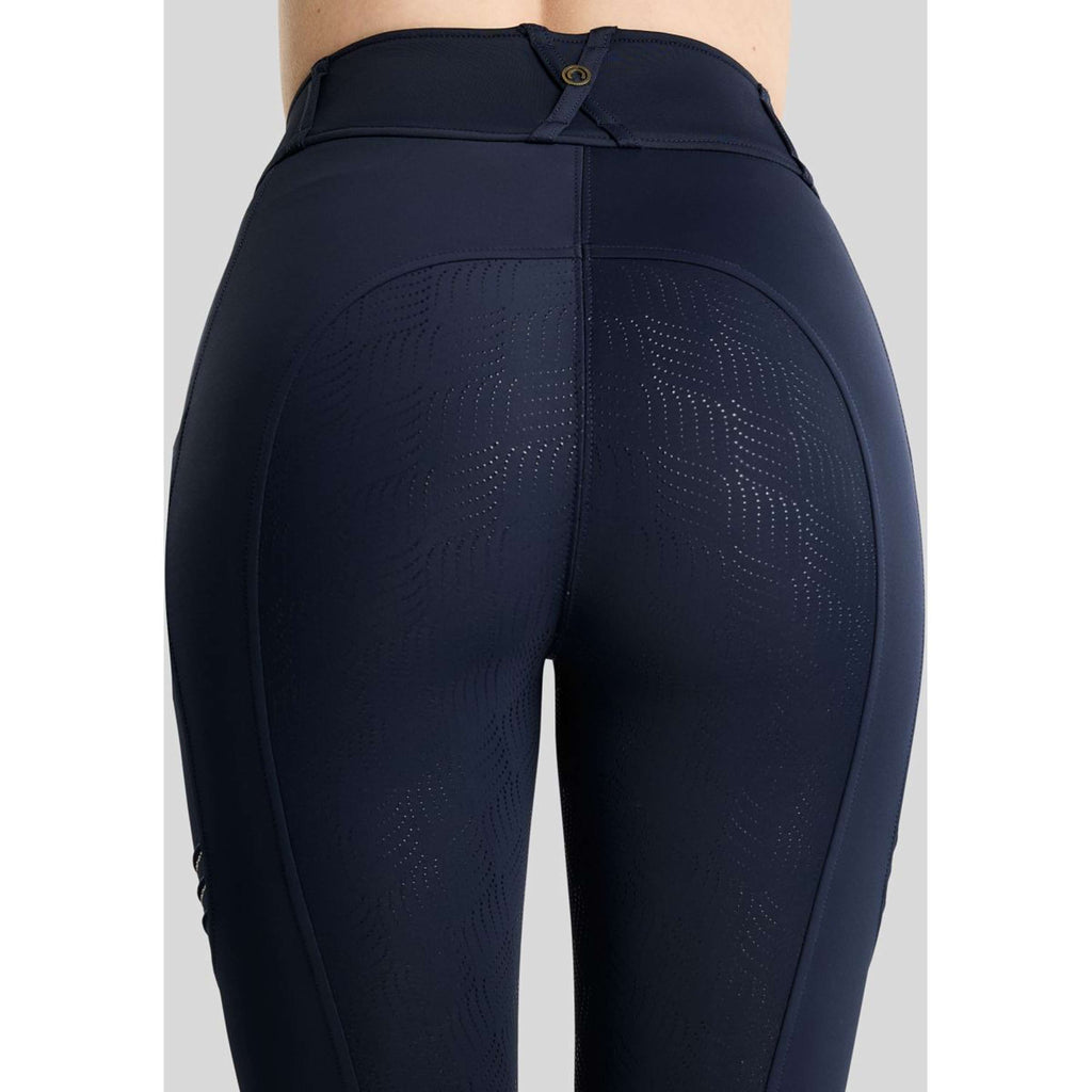 Montar Riding Legging MoWilma Hybrid Pintucks Golden Quartz Crystals Full Grip Navy