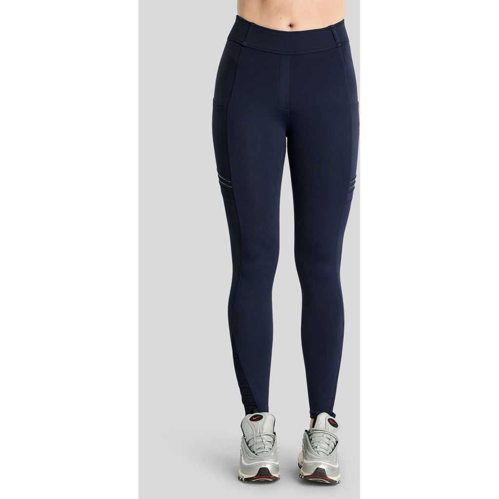 Montar Riding Legging MoWilma Hybrid Pintucks Golden Quartz Crystals Full Grip Navy