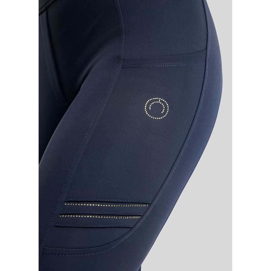 Montar Riding Legging MoWilma Hybrid Pintucks Golden Quartz Crystals Full Grip Navy