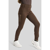 Montar Riding Legging Rosegold Logo Junior Full Grip Brown